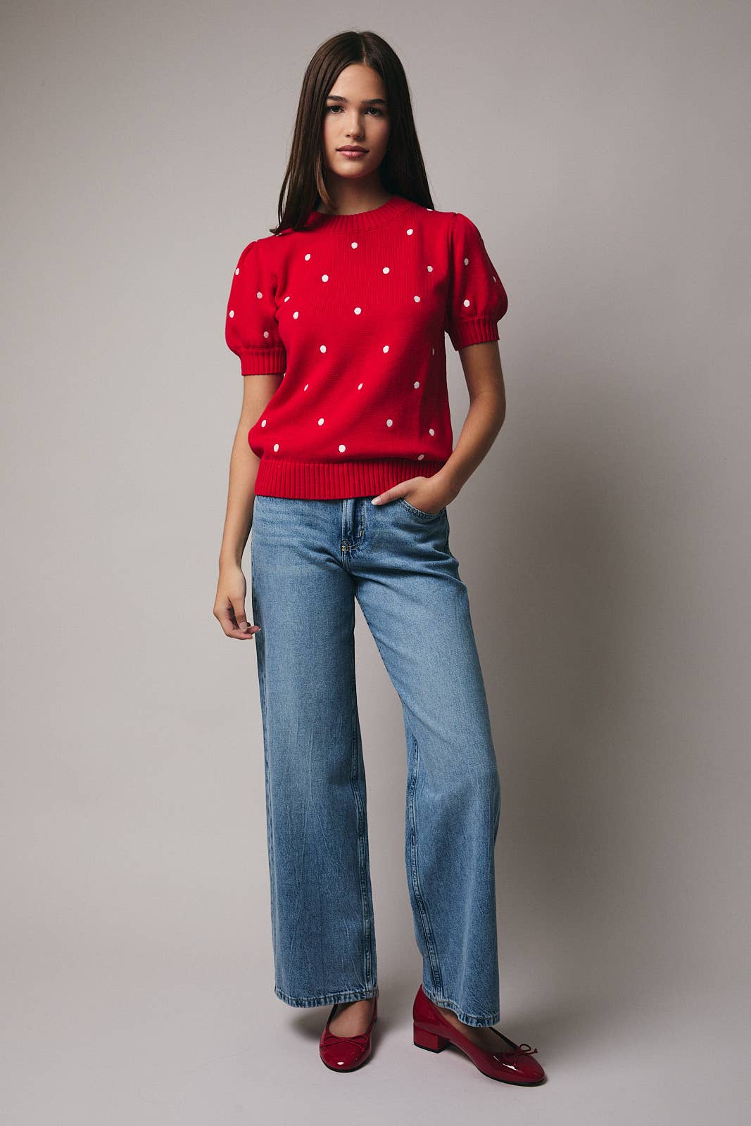 POLKA DOT EMBROIDERED SWEATER