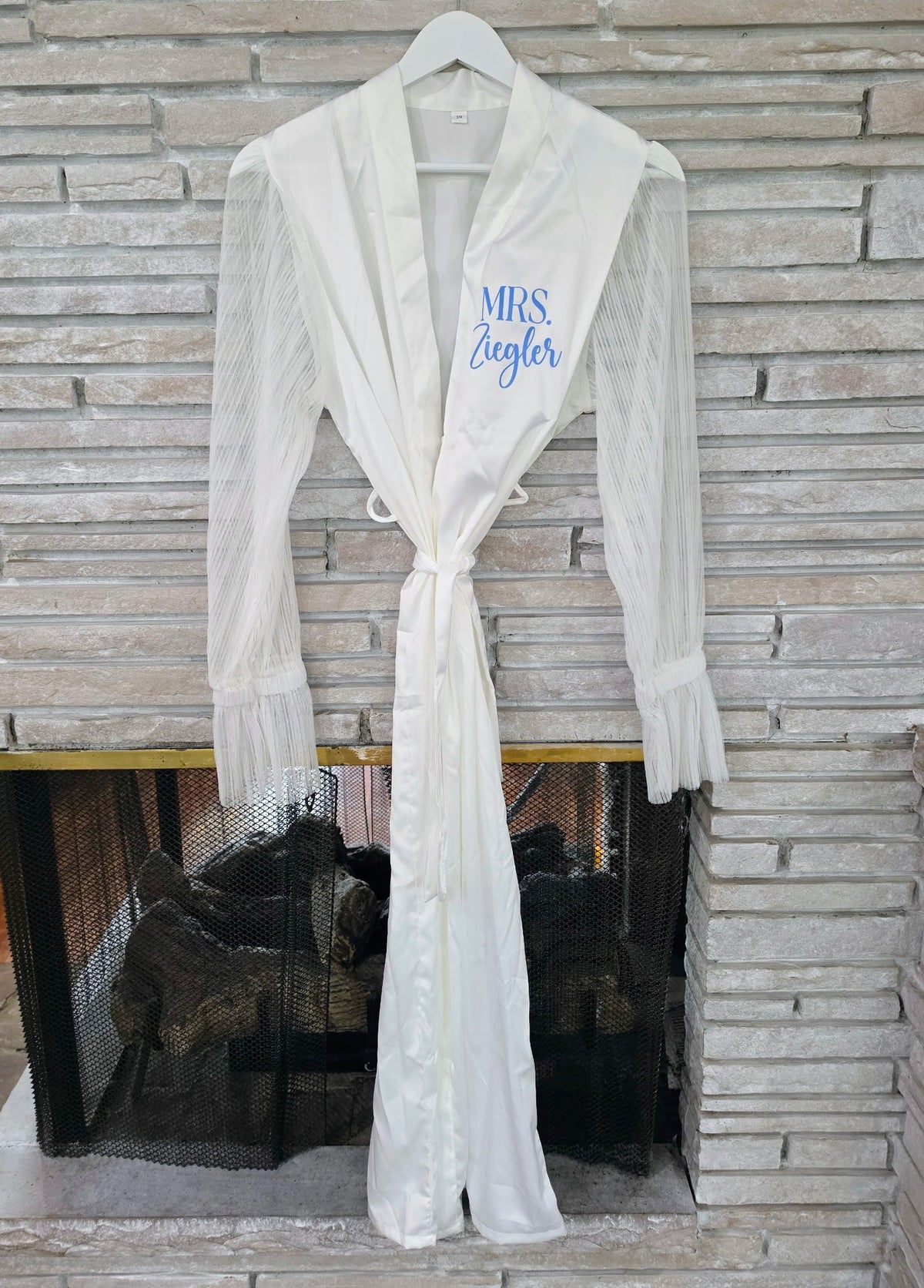 Personalized Tulle Sleeve Bridal Robe