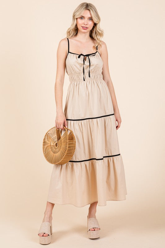 Piping Detailed Midi Sundress