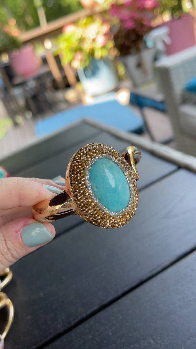Exquisite Gold-Plated Turquoise Halo Bracelet - Bexa Boutique