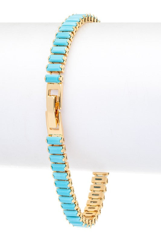 Opaque Baguette Stone Tennis Bracelet