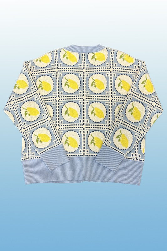 Tiled lemon knit cardigan