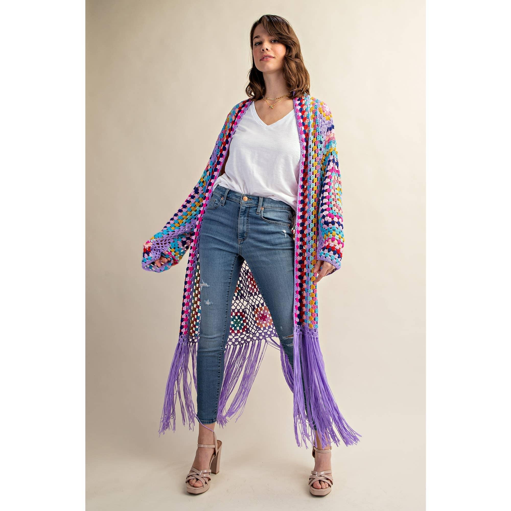 Colorful Fringe Duster Cardigan