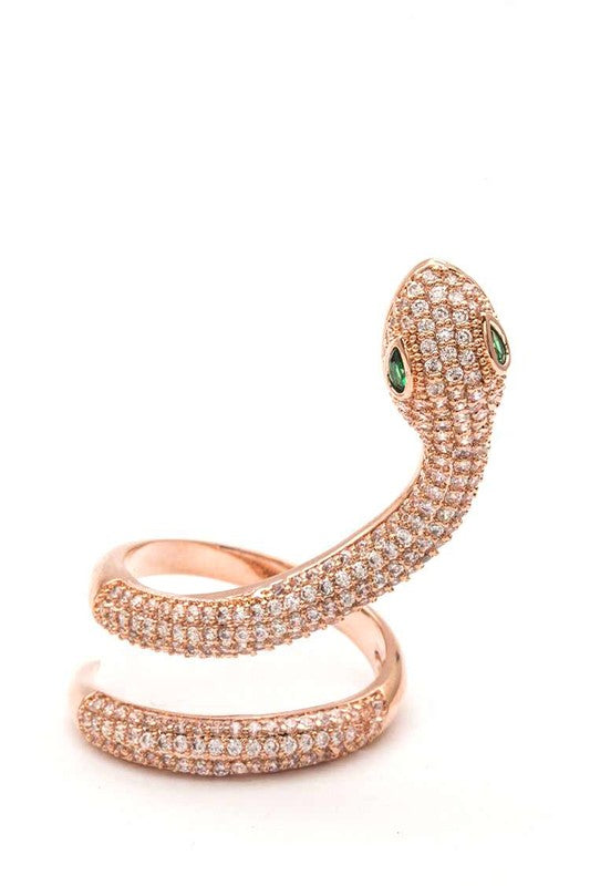 Micro Pave CZ Adjustable Snake Ring