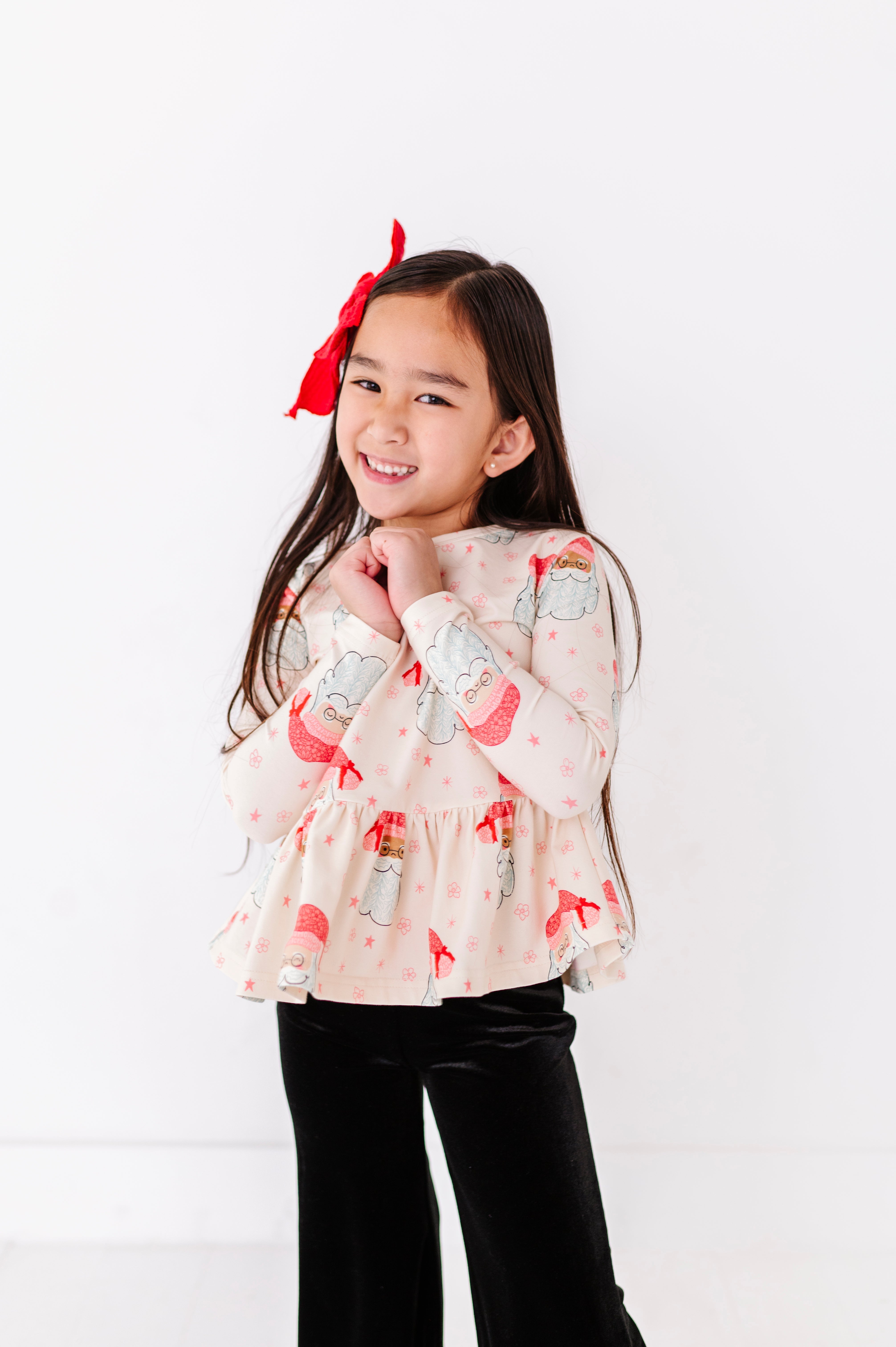 Pink Santas Top | PEPLUM