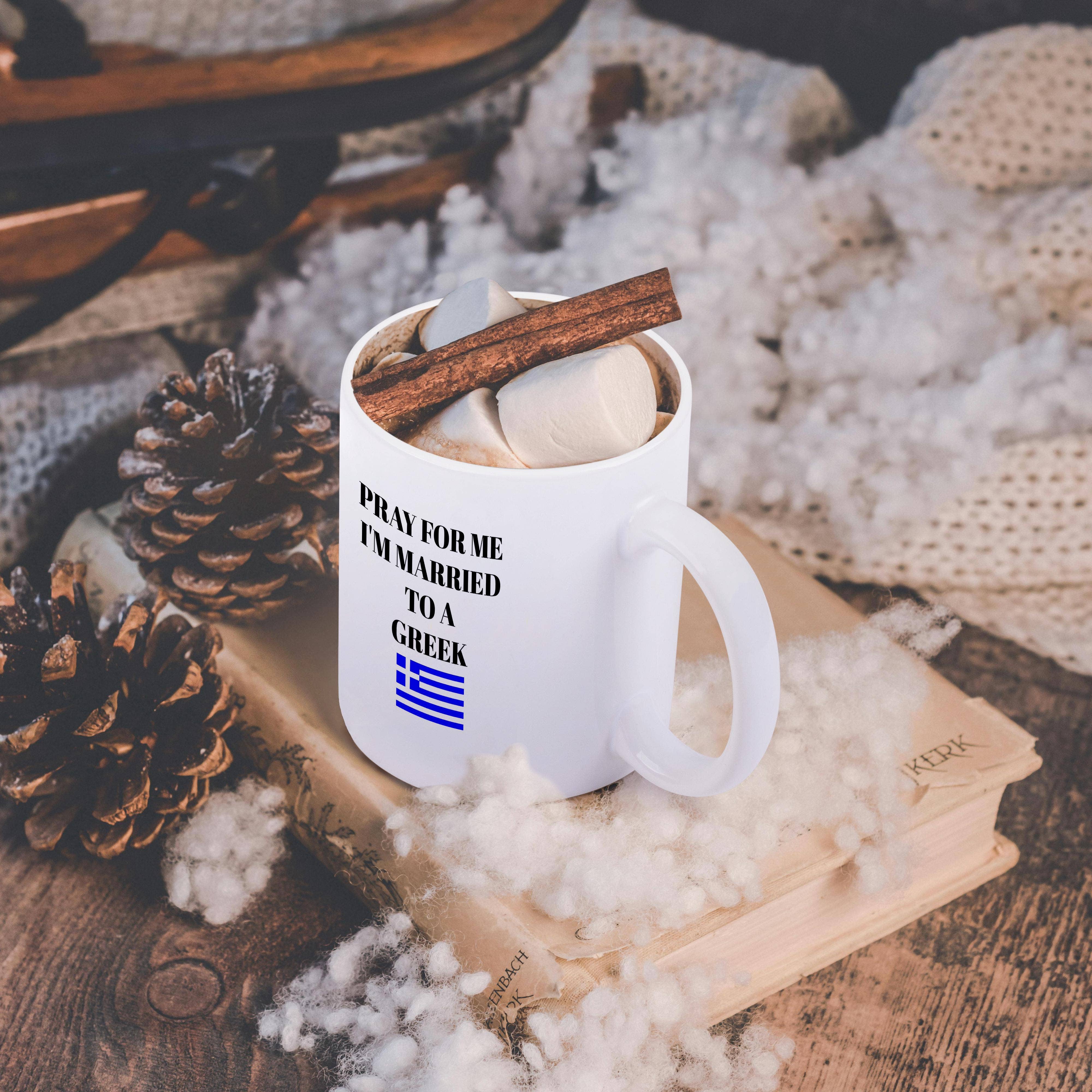3dRose, Pray for me Im married to a Greek, picture of Greek flag, Mug - Bexa Boutique
