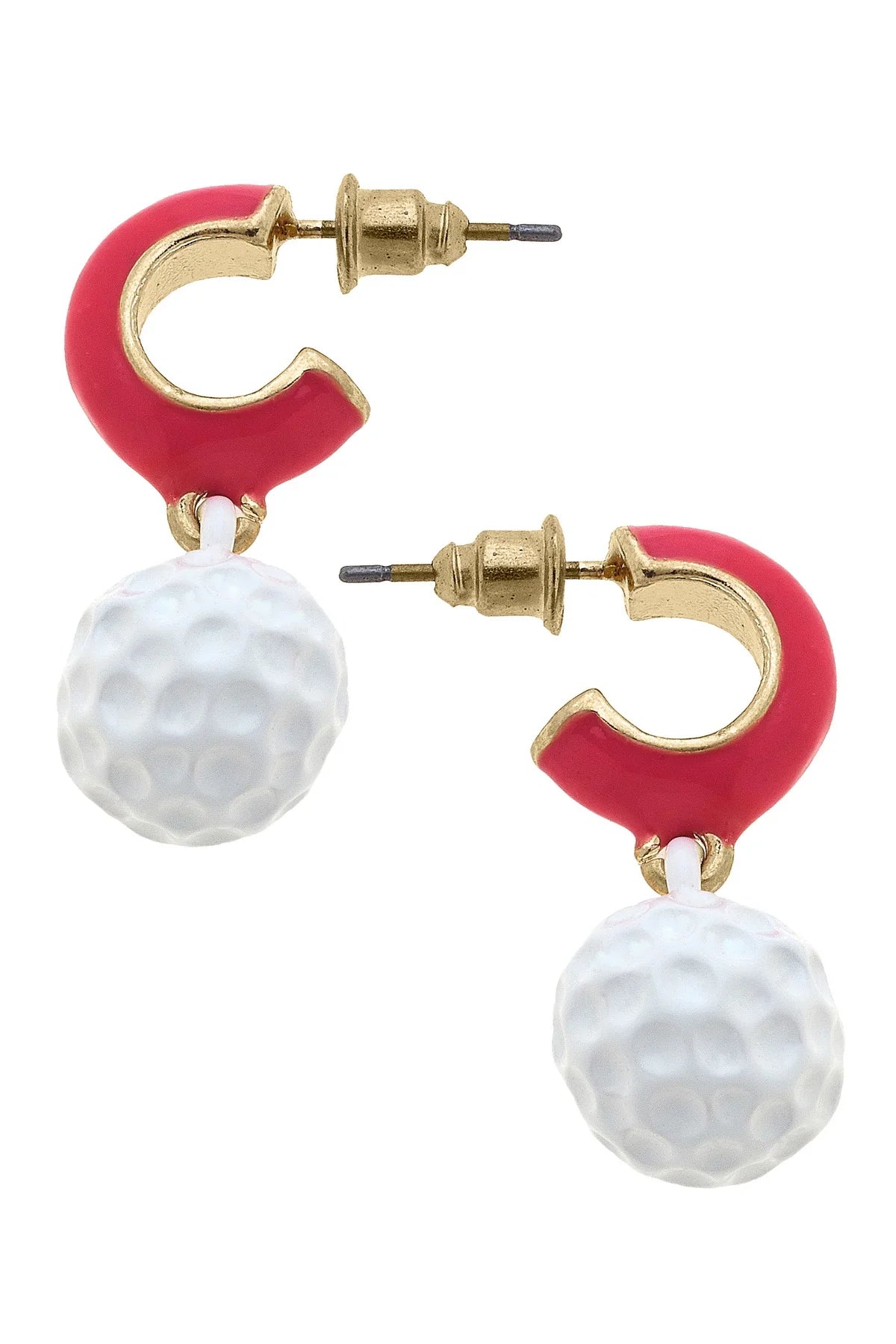 Blair Golf Ball Huggie Hoop Earrings in Fuchsia