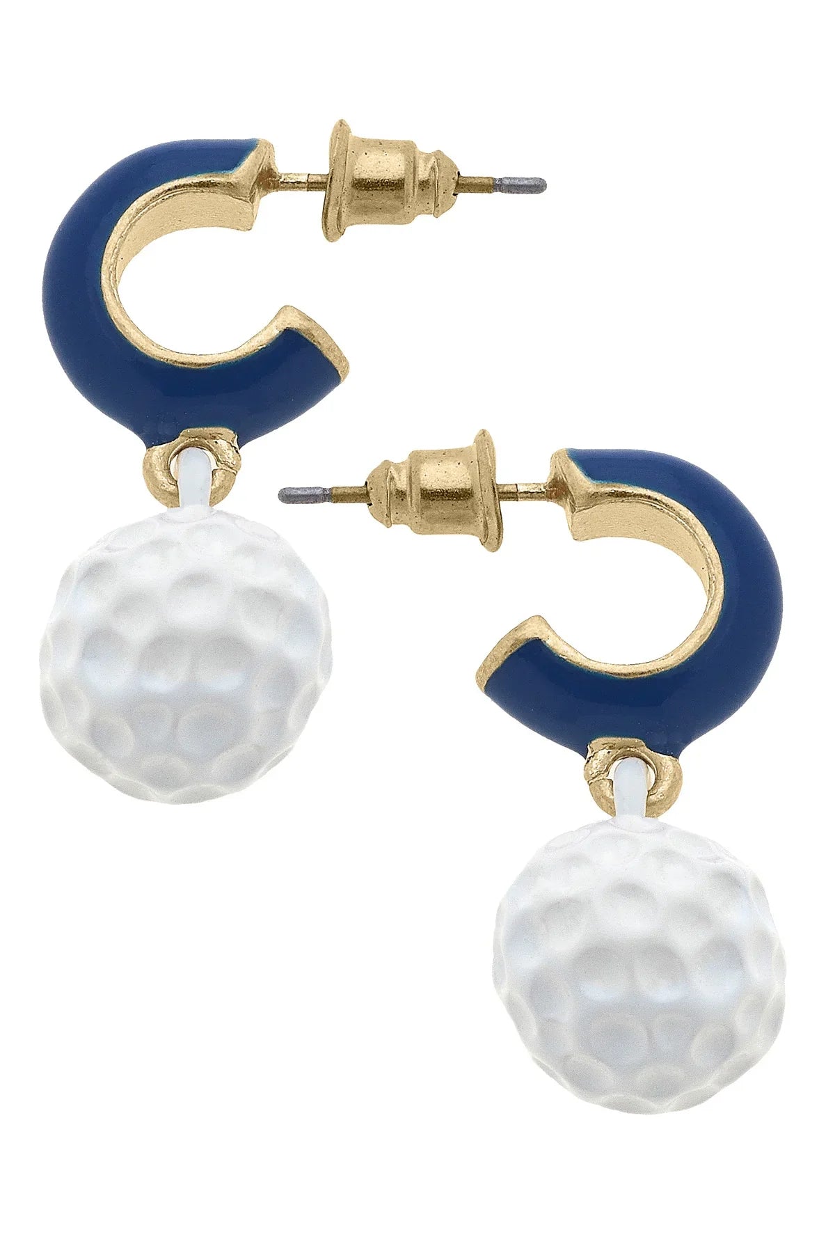 Blair Golf Ball Huggie Hoop Earrings in Navy