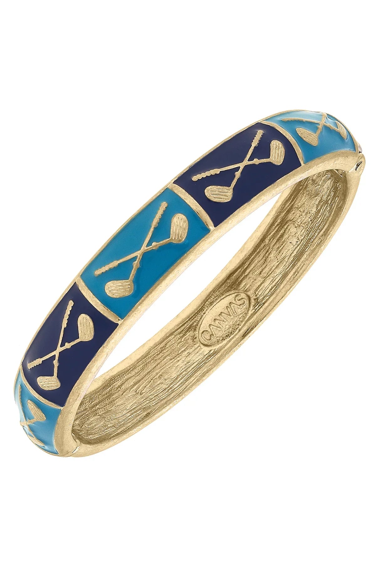 Elena Golf Sculpted Enamel Hinge Bangle in Blue