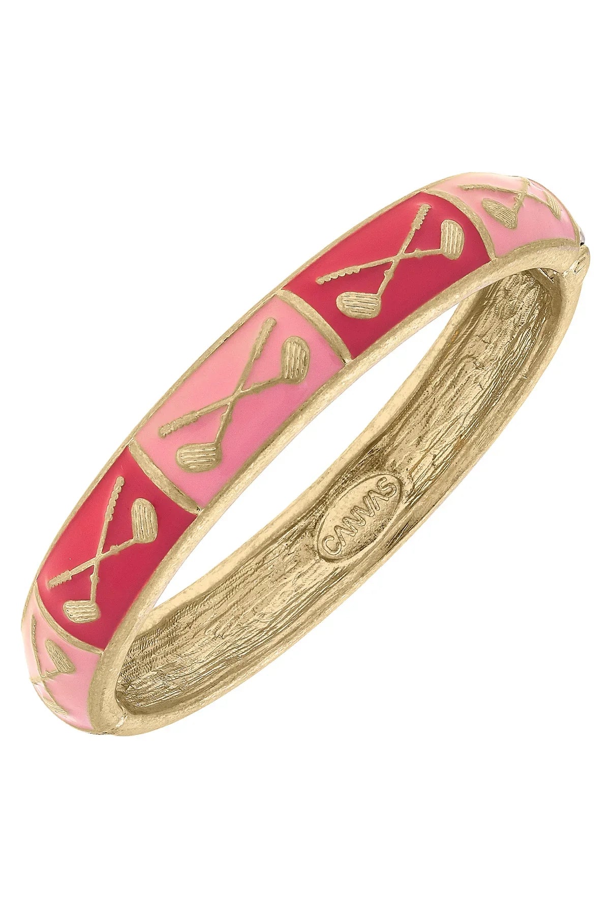 Elena Golf Sculpted Enamel Hinge Bangle in Pink