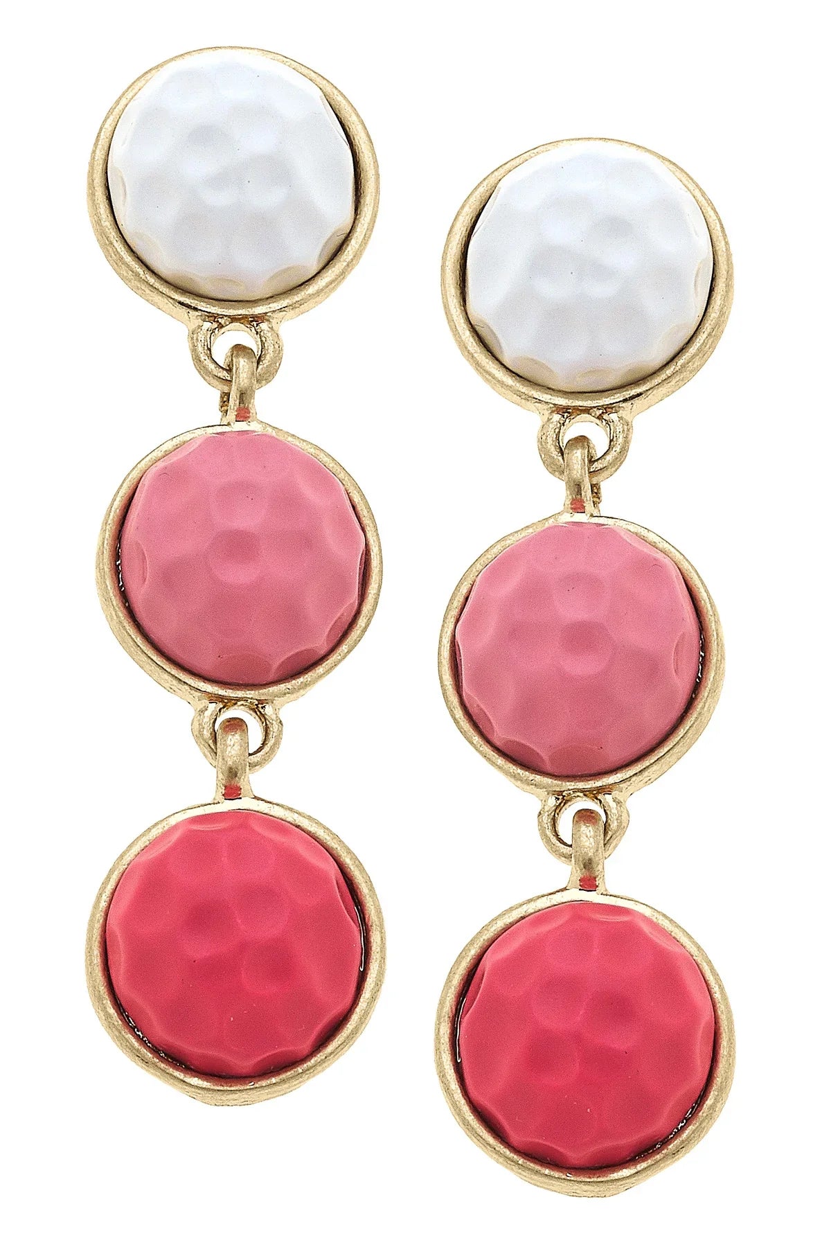 Flynn Linked Golf Ball Earrings in Pink & White