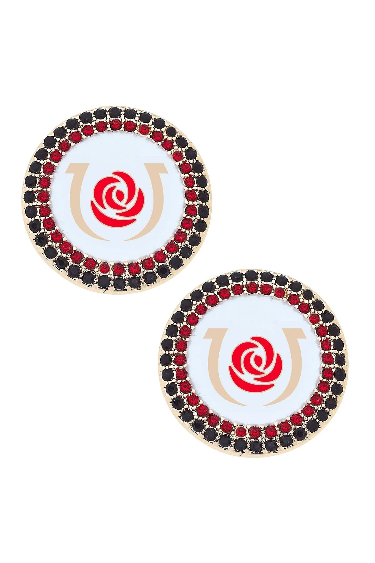 Kentucky Derby® Pave Logo Stud Earrings in Red/White