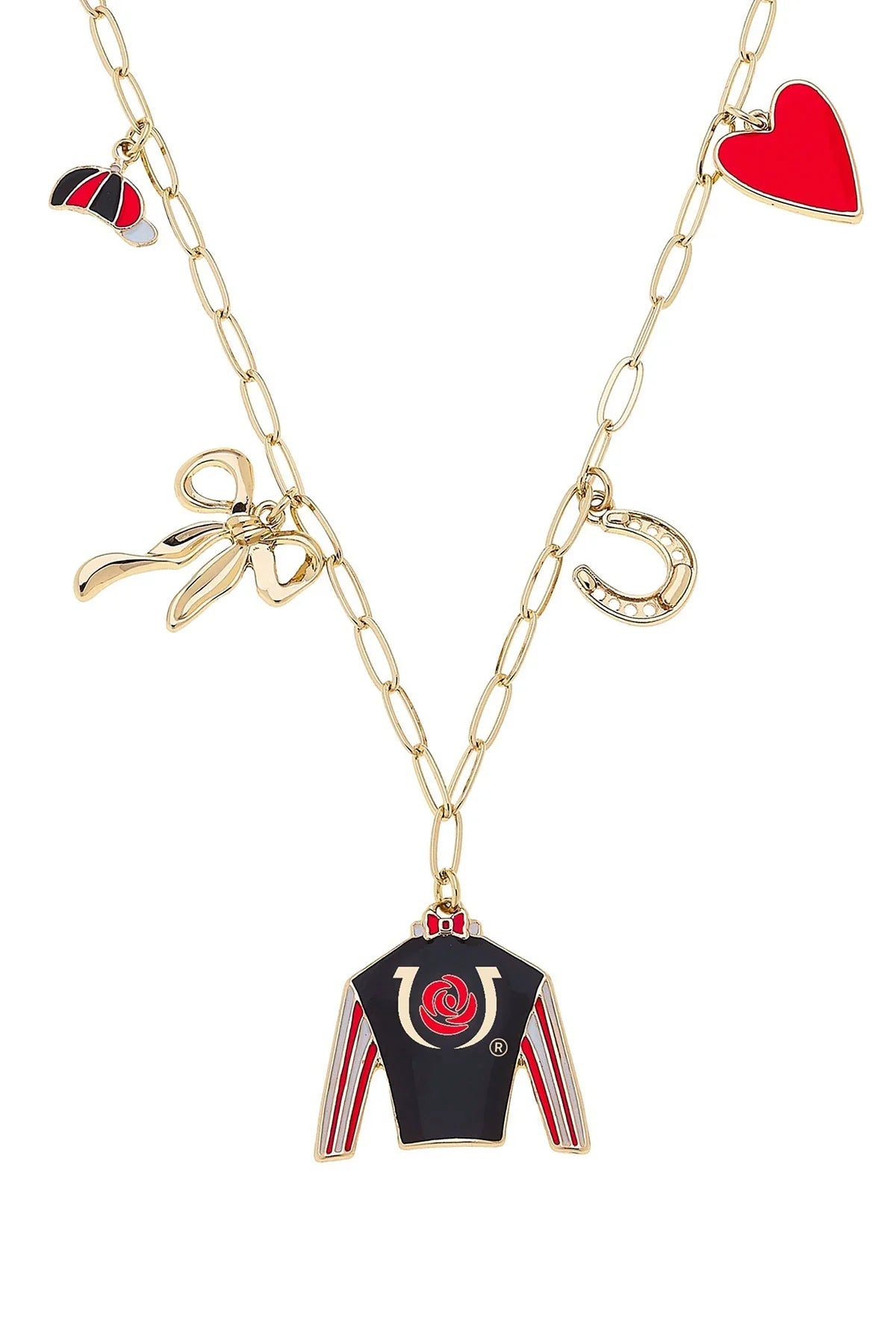 Kentucky Derby® Paperclip Charm Necklace in Shiny Gold