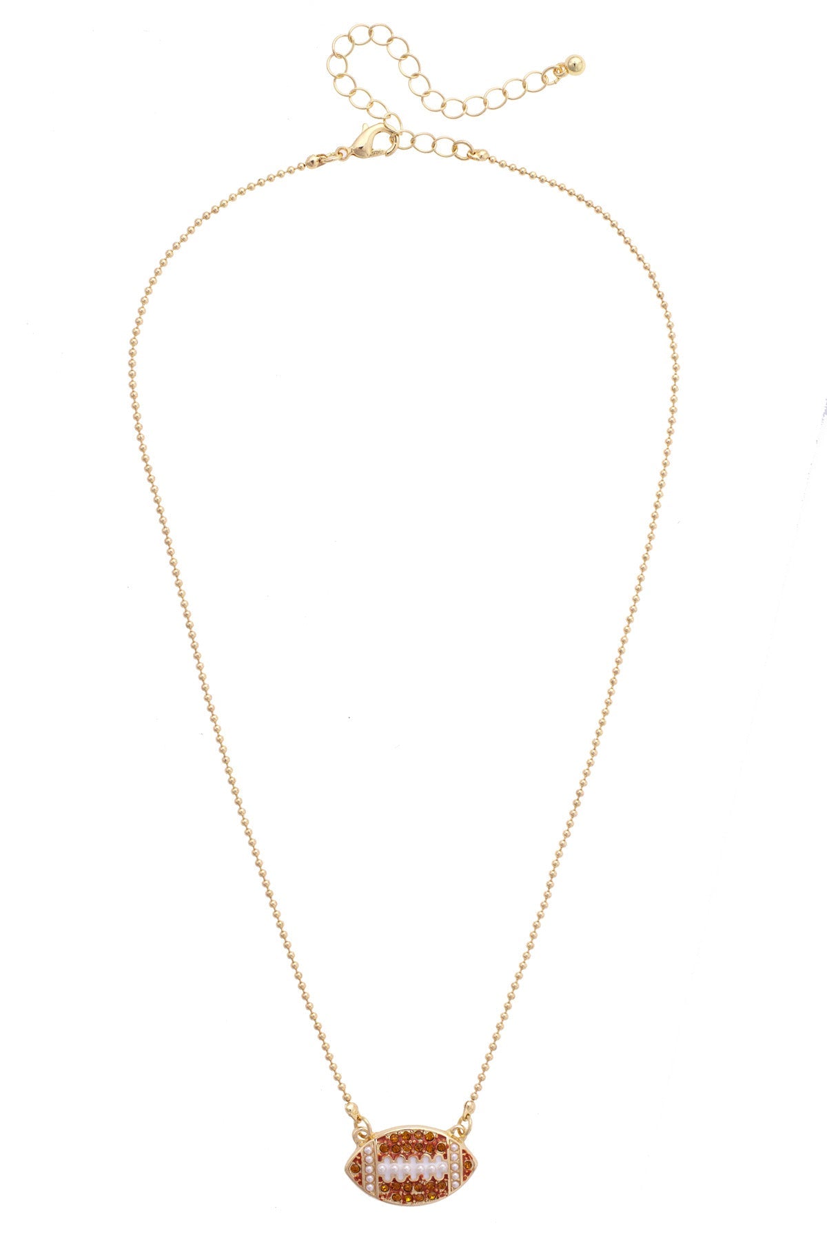 Pave Football Necklace in Shiny Gold