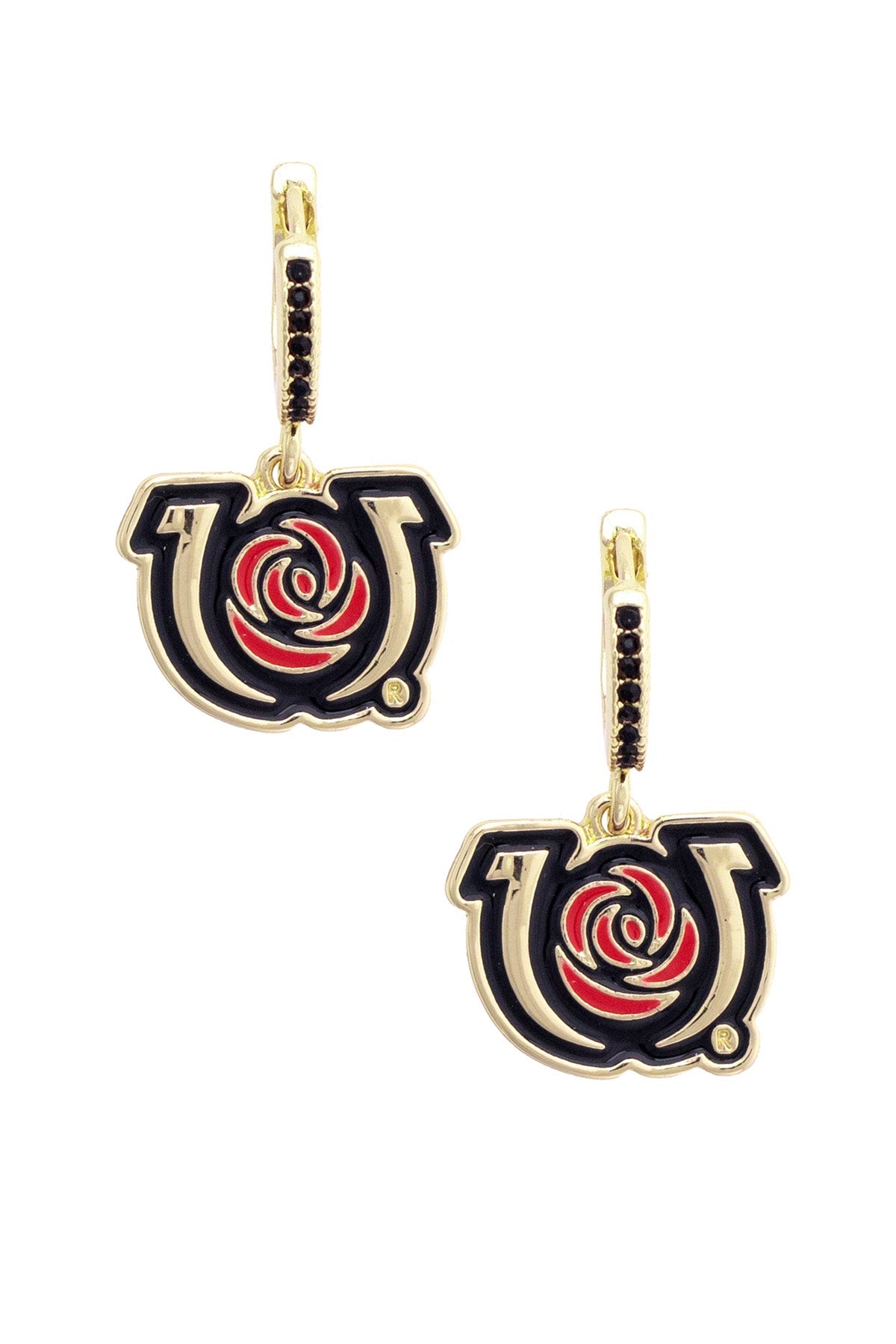 Kentucky Derby Pave Huggie Hoop Earrings in Black