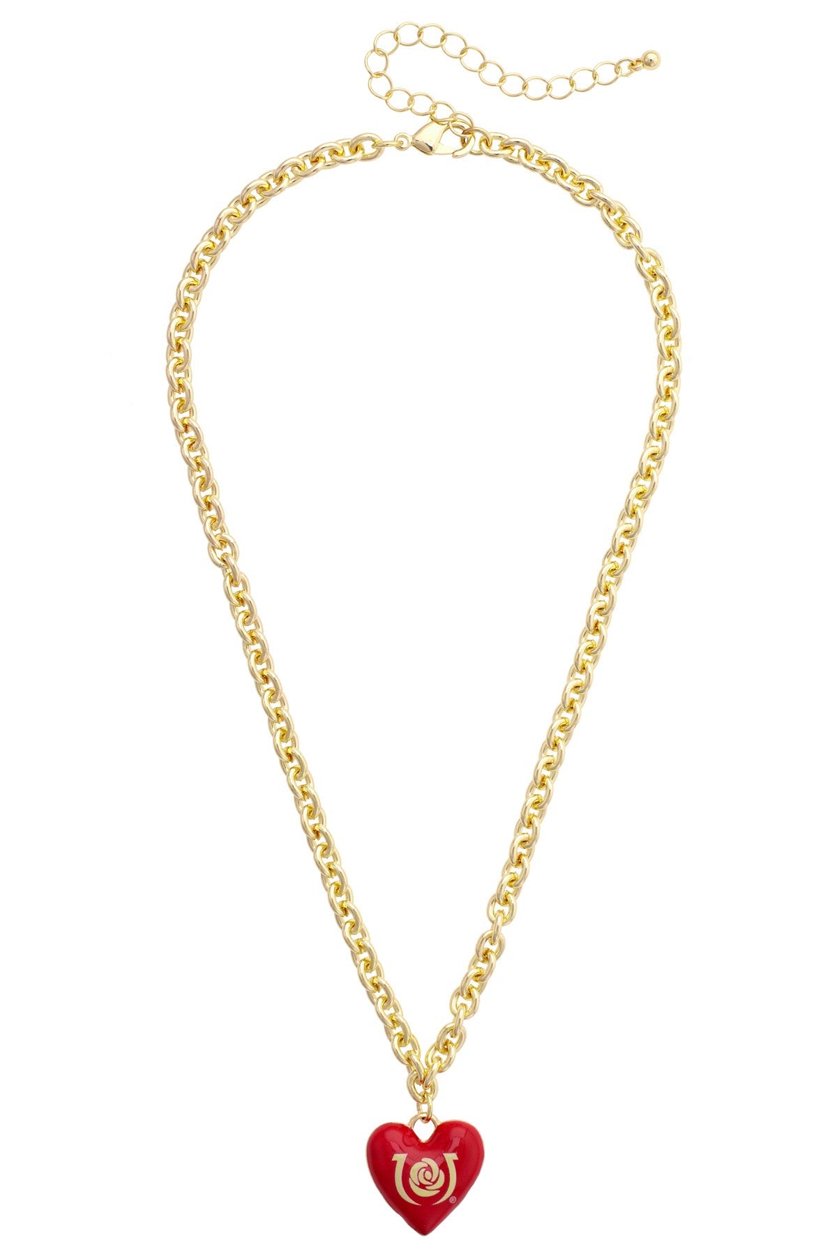 Kentucky Derby Enamel Heart Logo Necklace in Red