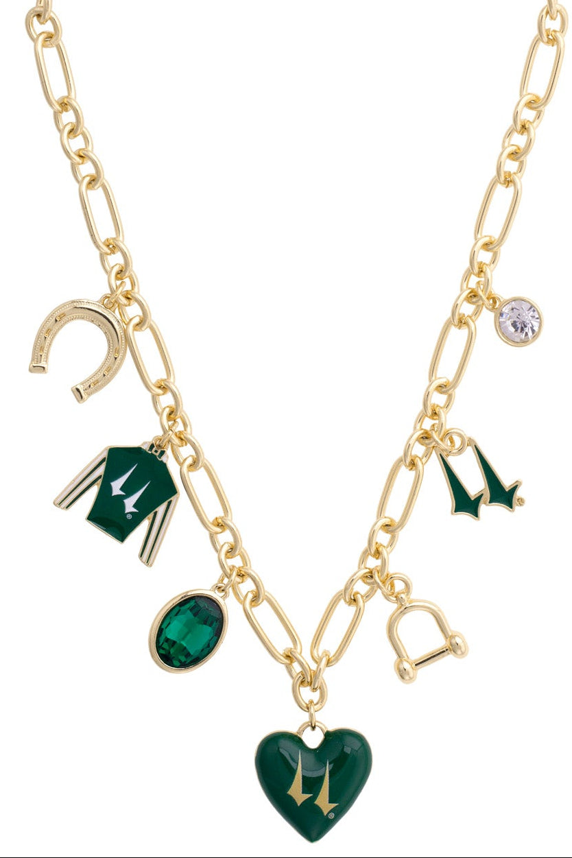Churchill Downs Jockey Silk Enamel Charm Necklace in Green