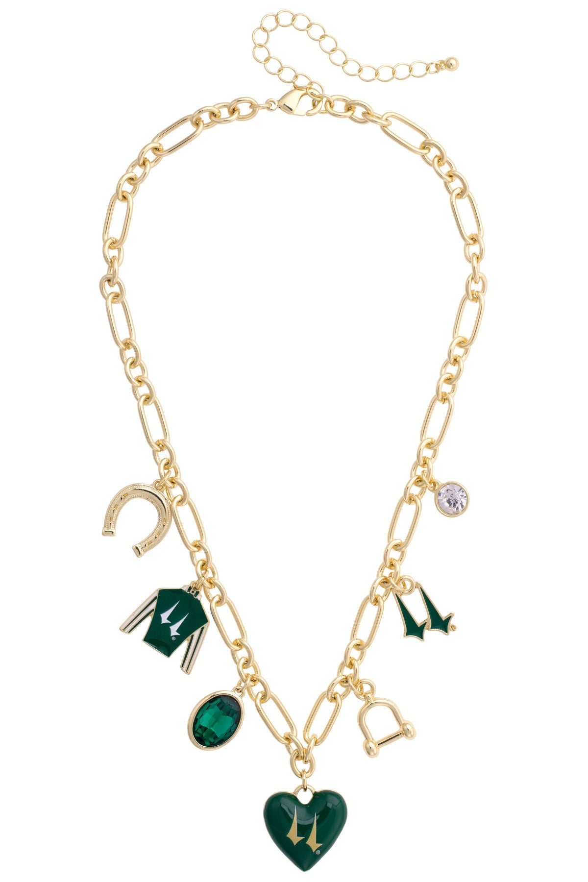 Churchill Downs Jockey Silk Enamel Charm Necklace in Green