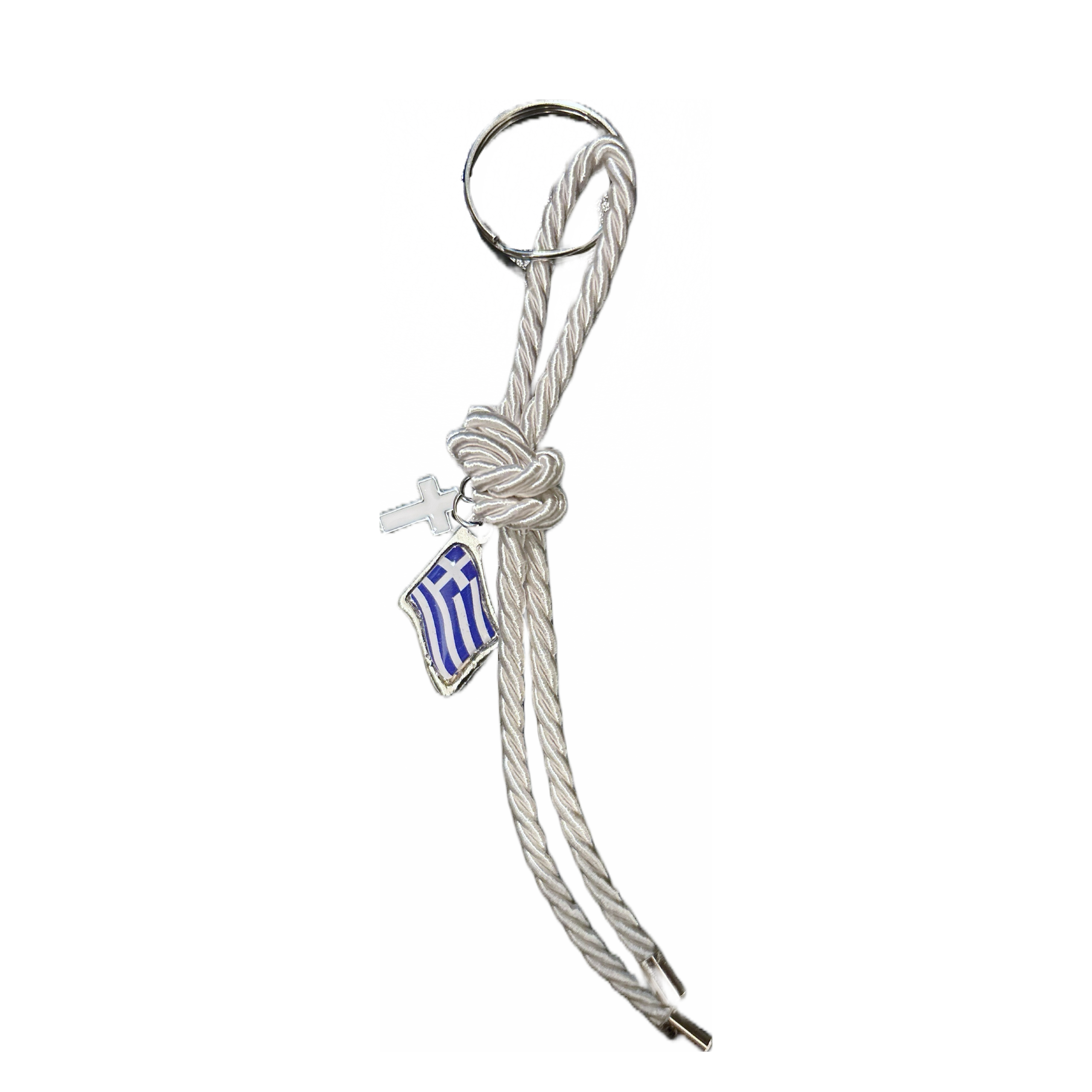 Greek Flag and Cross Keychain