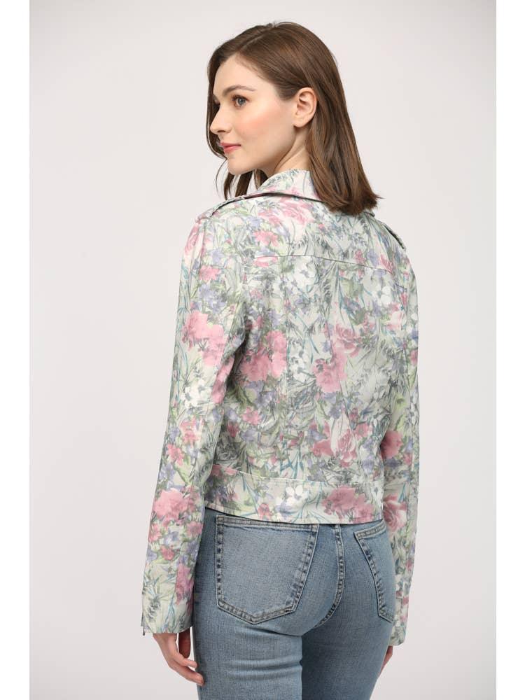 Floral Print Moto Jacket