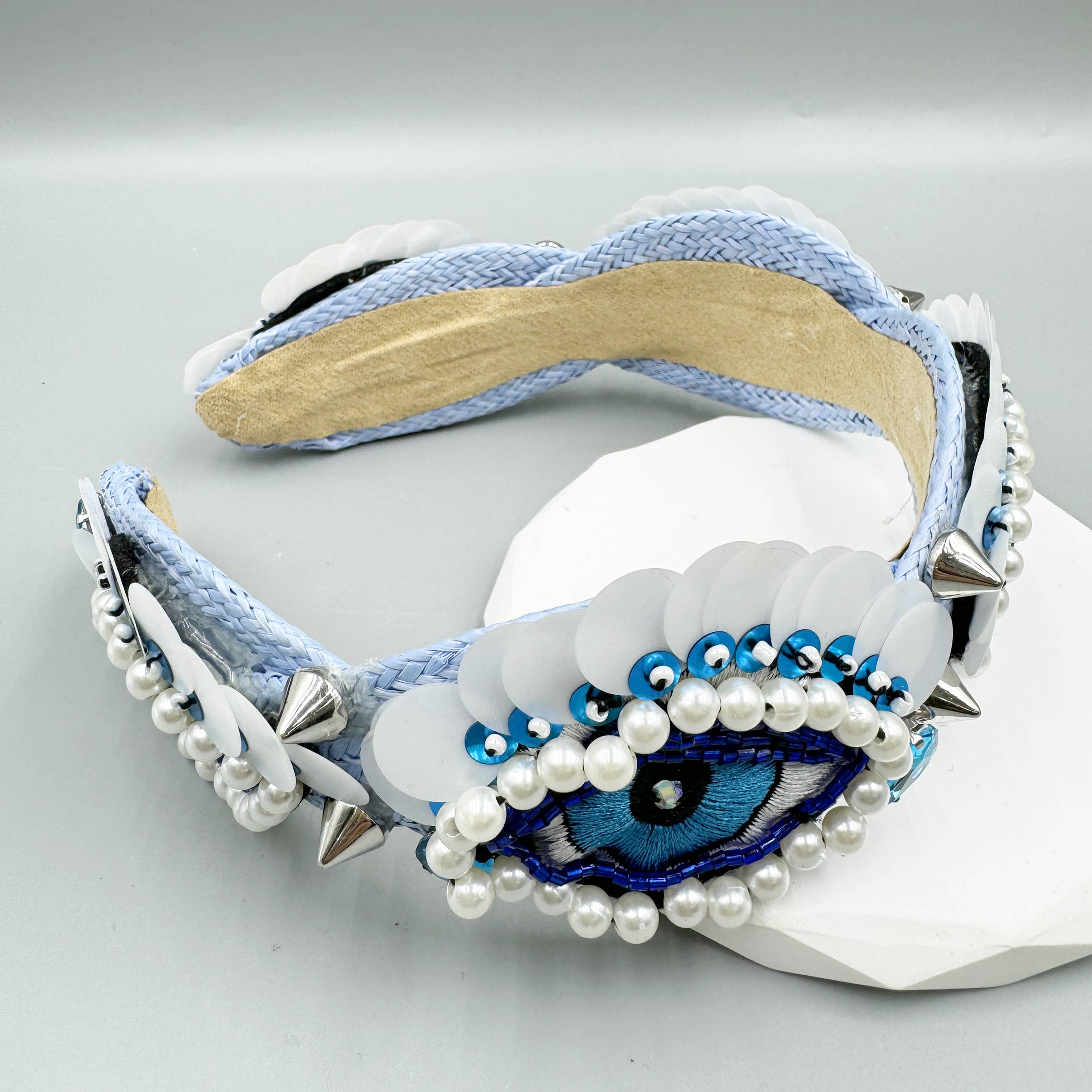 Evil Eye Pearl Sequin Headband