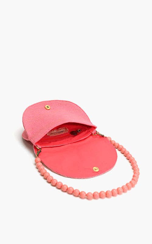 Cresent Pink Lemon Embellished Shoulder Bag