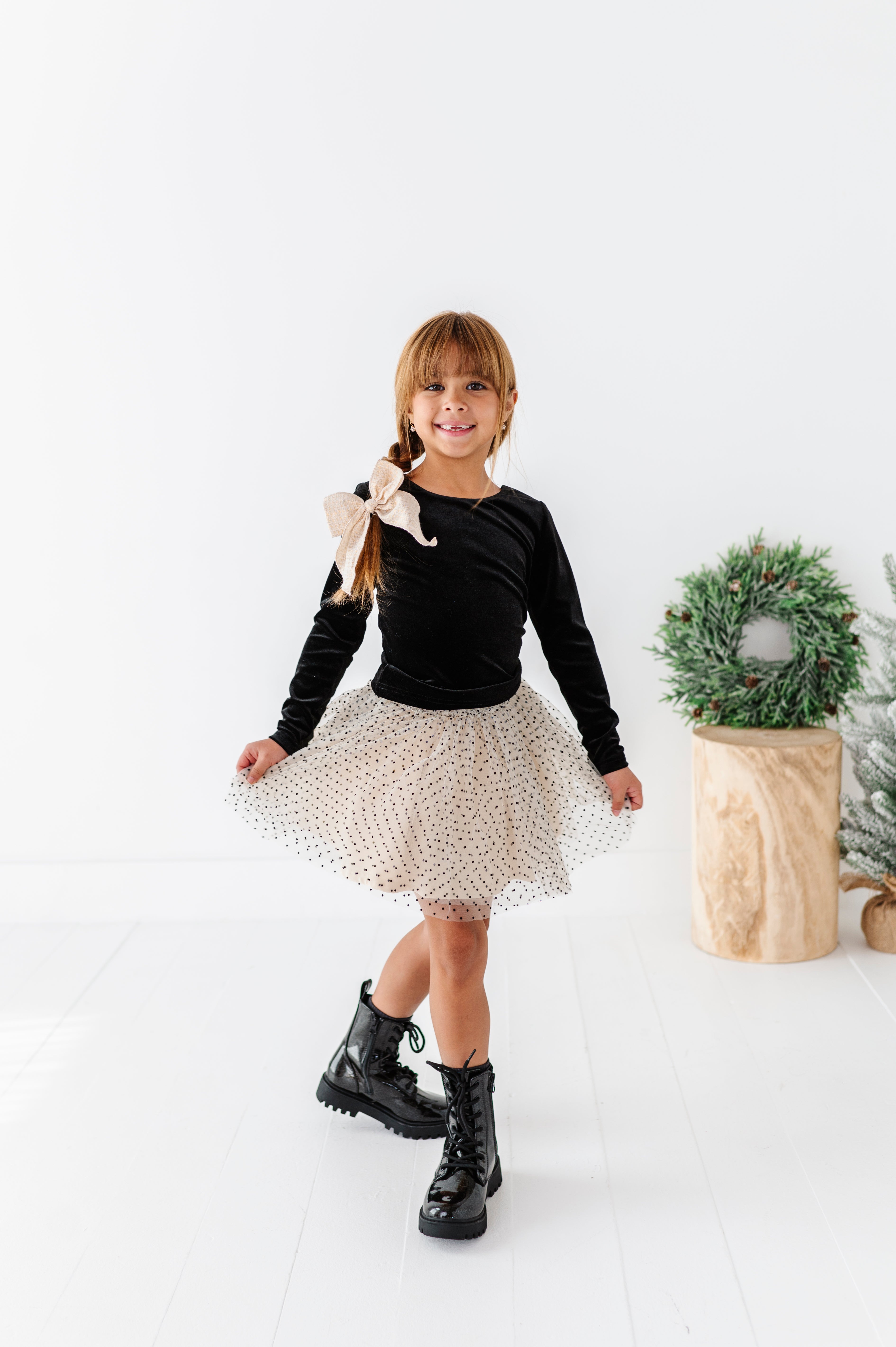 Black Velvet Top | Bow Back Long Sleeve Top