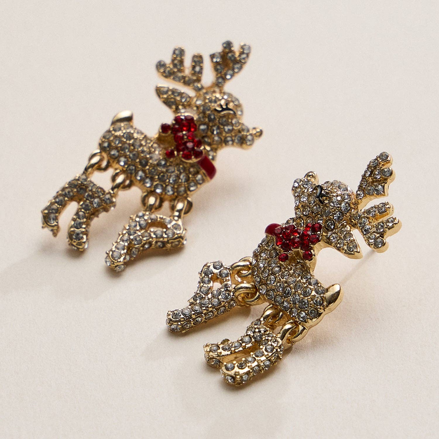 Crystal Reindeer Christmas Earrings