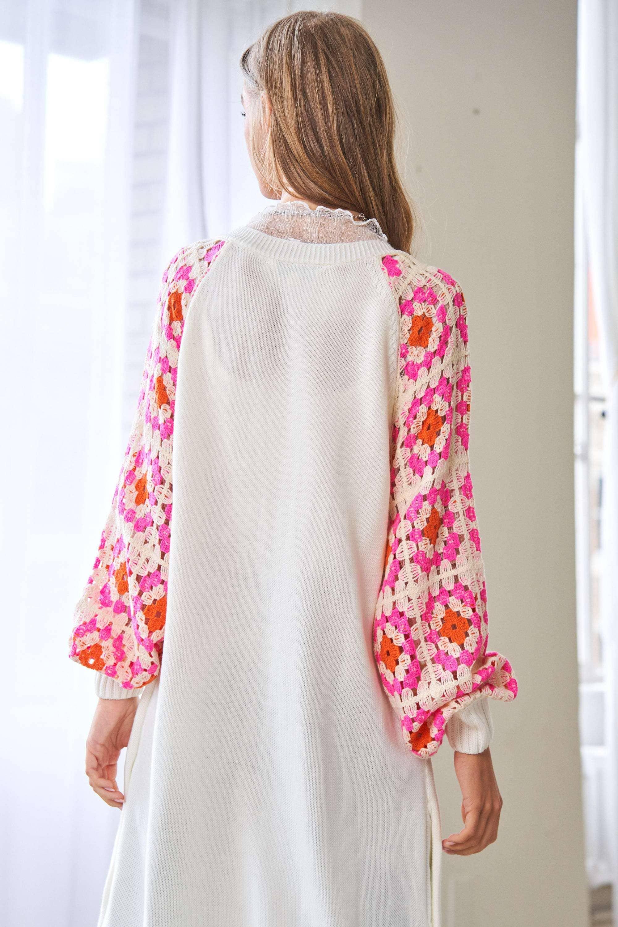 Sammy Crochet Sleeve Midi Cardigan