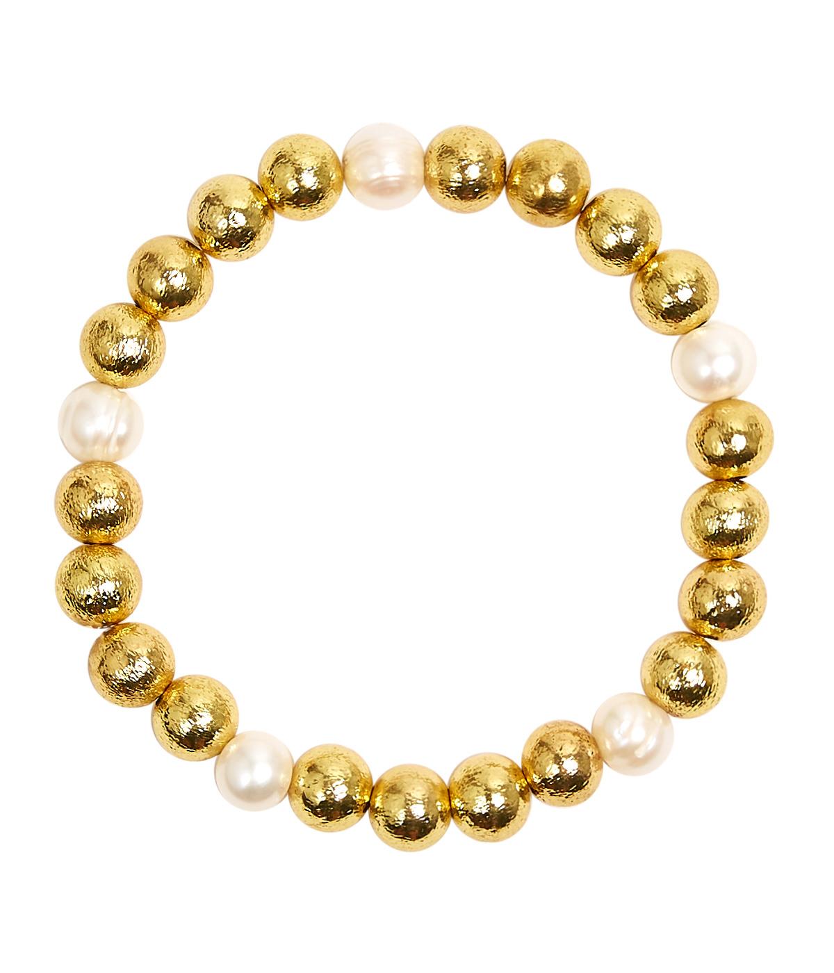 Georgia - Gold & Freshwater Pearl Beaded Bracelet - Bexa Boutique