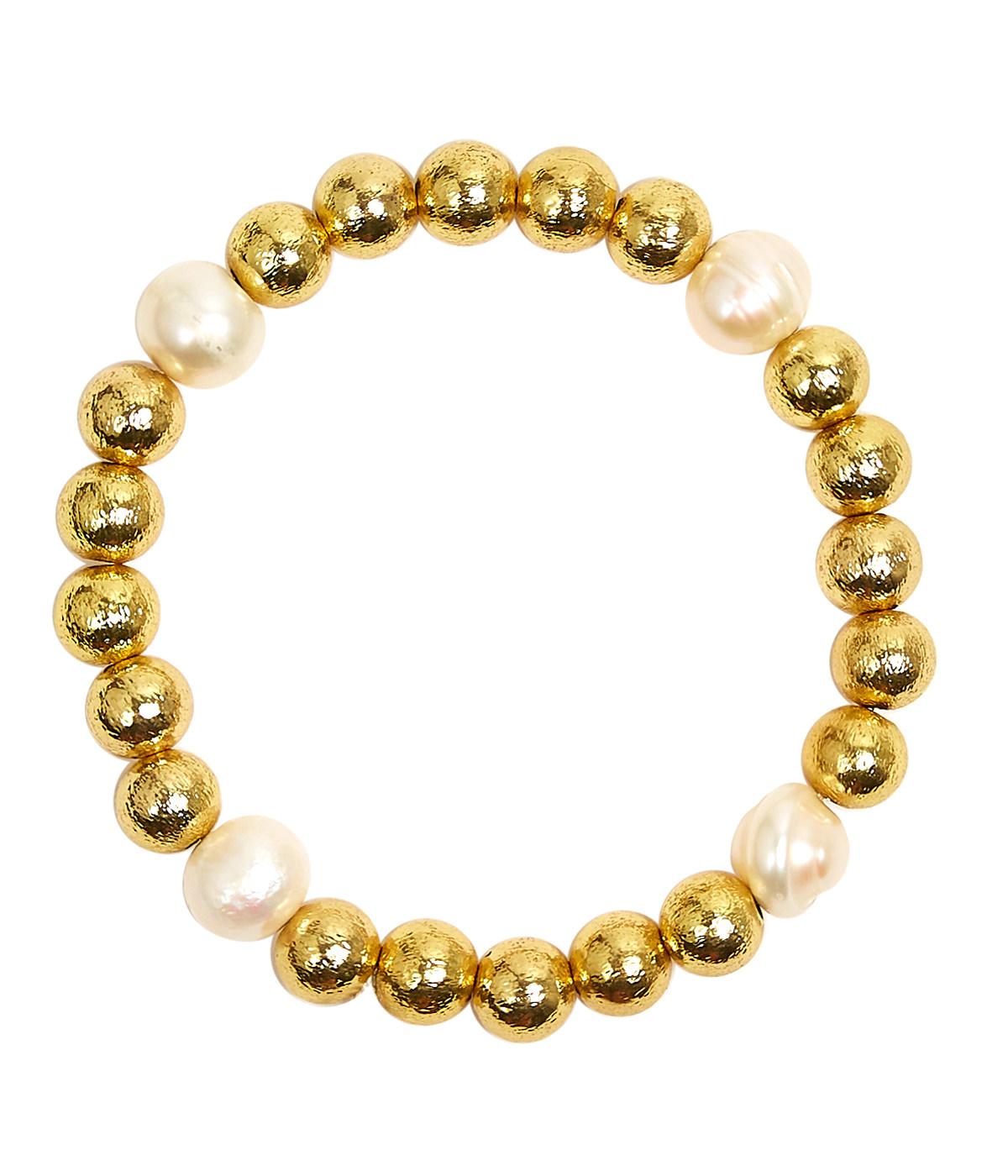 Georgia - Gold & Freshwater Pearl Beaded Bracelet - Bexa Boutique