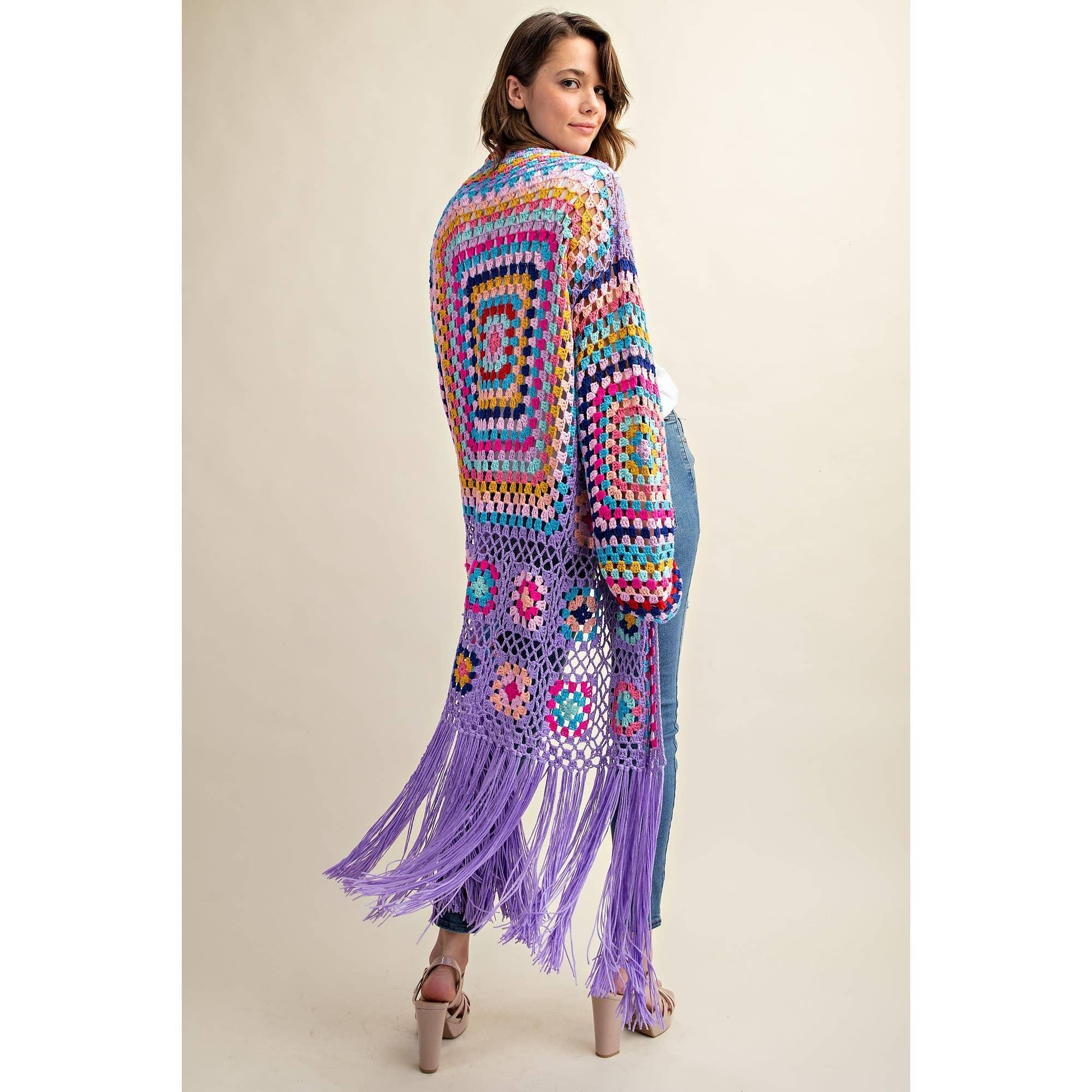 Colorful Fringe Duster Cardigan