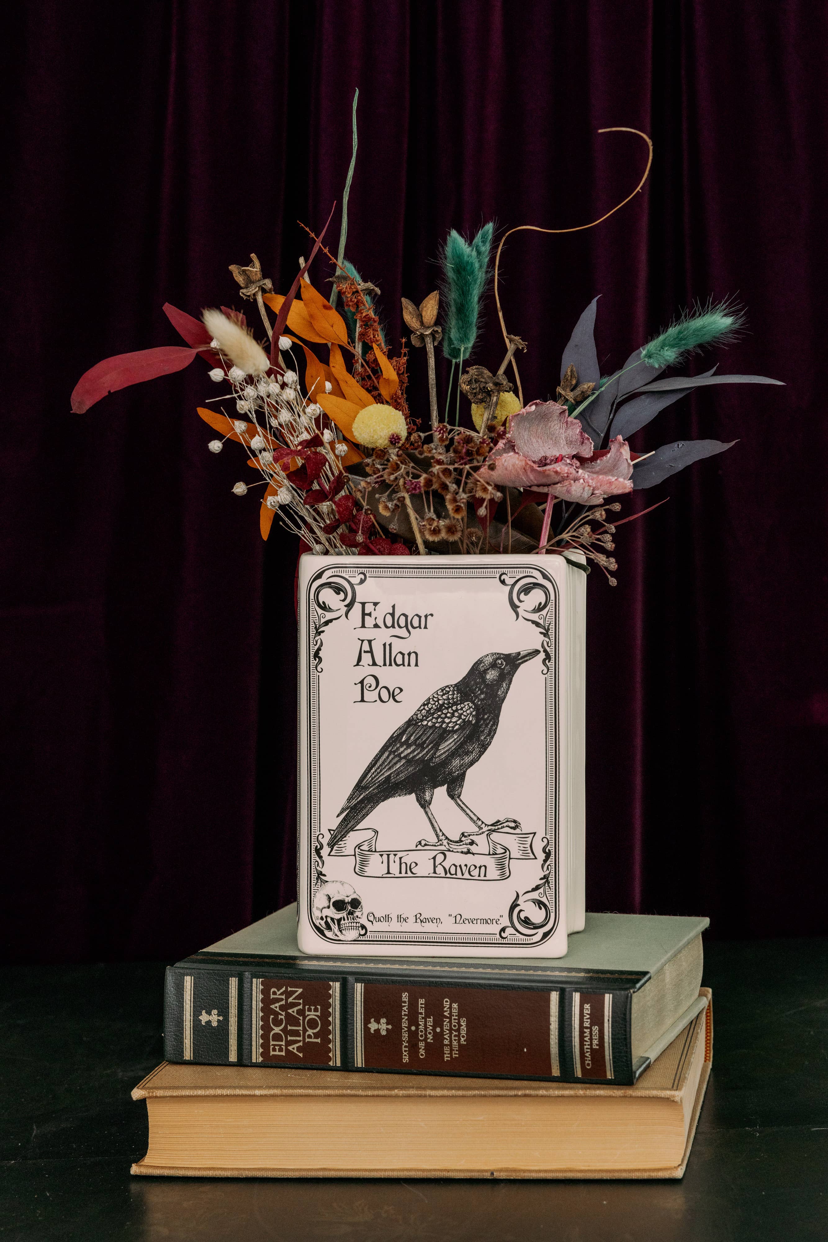 Large Book Vase, The Raven - White