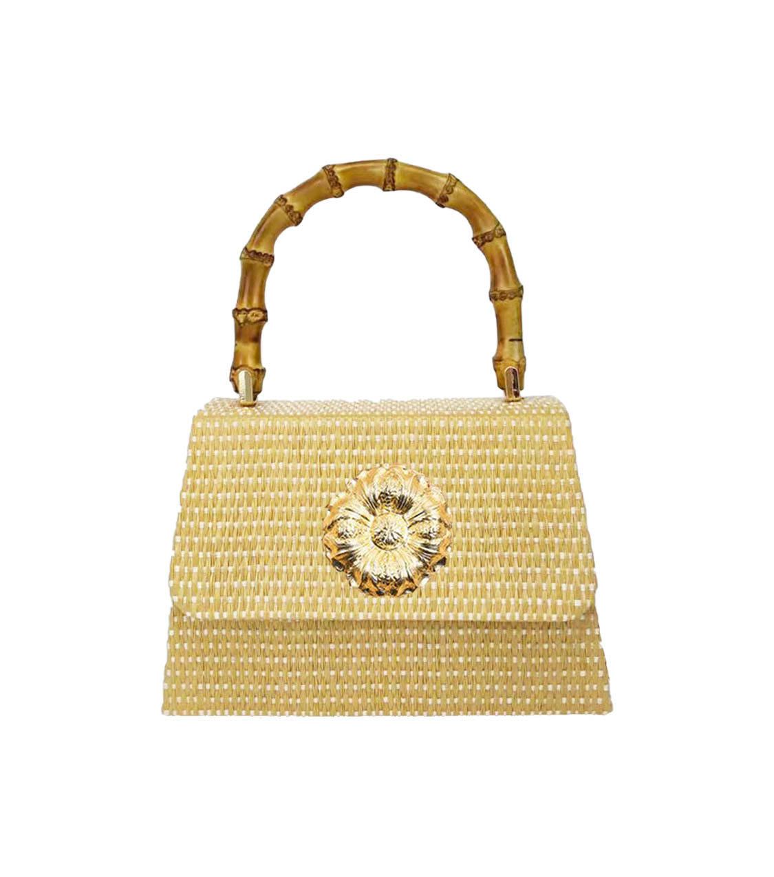 Straw Lulu Bag with Bamboo Handle - Bexa Boutique