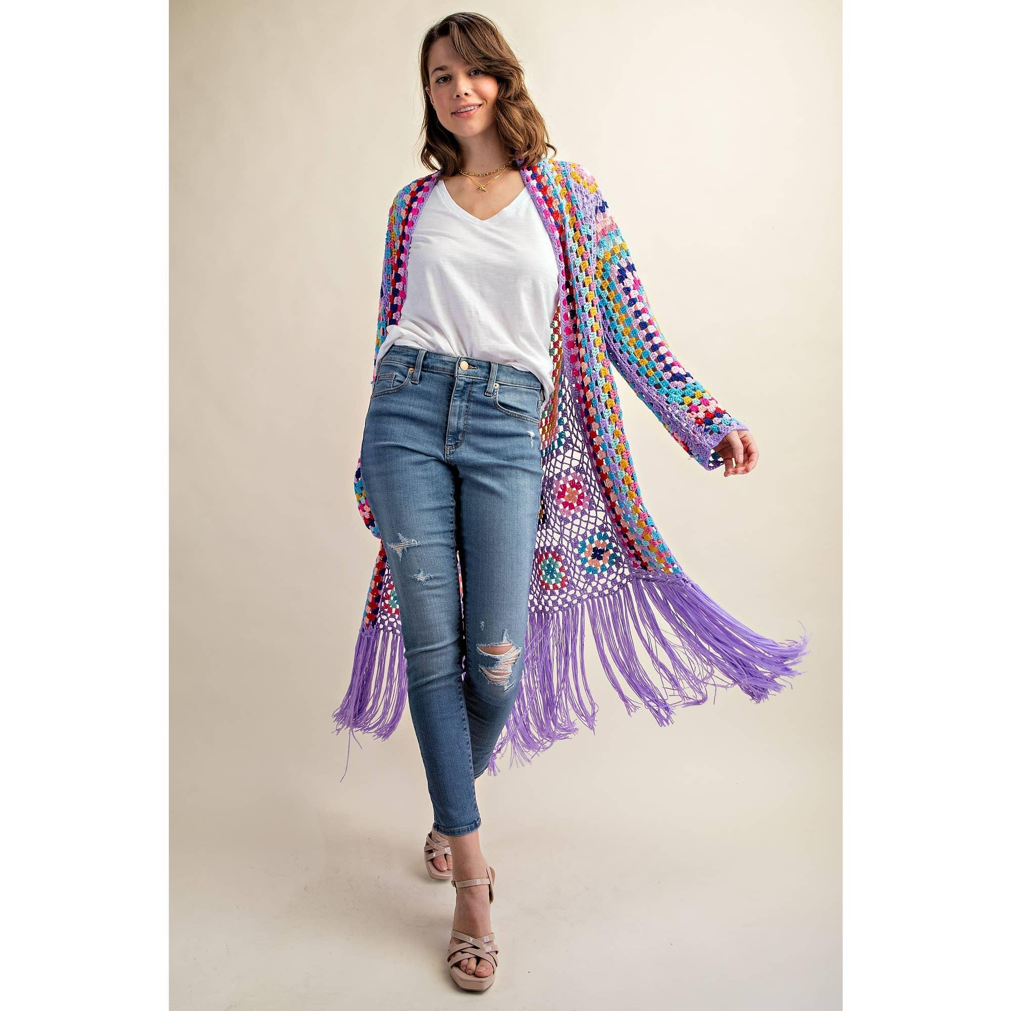 Colorful Fringe Duster Cardigan