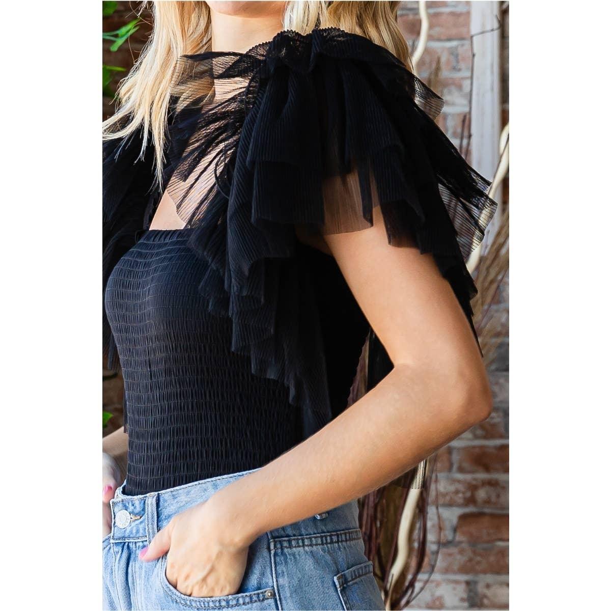 Layered Ruffle Sleeve Smocked Bodysuit