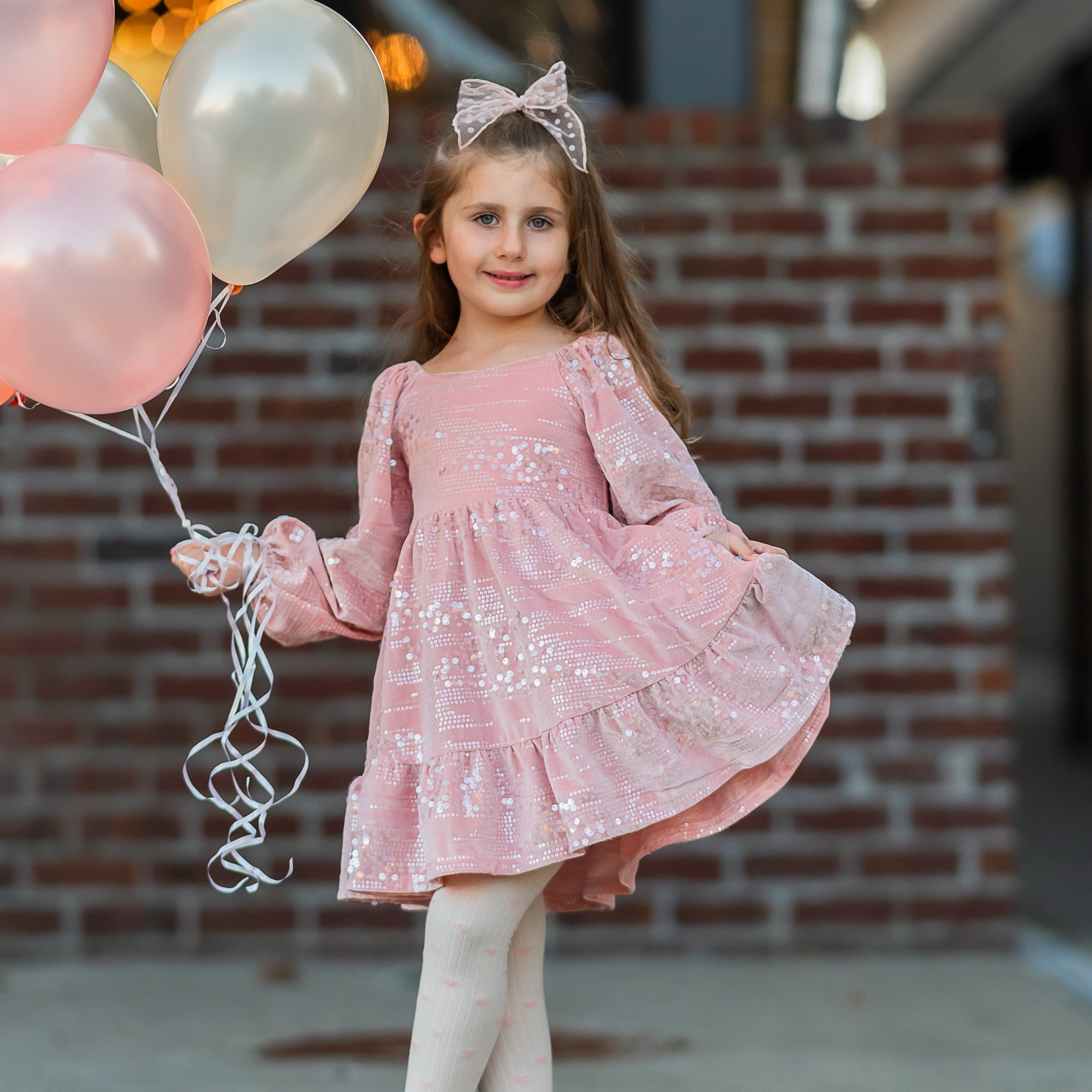 Pink Velvet Celebration Dress - Short Sleeve - Bexa Boutique
