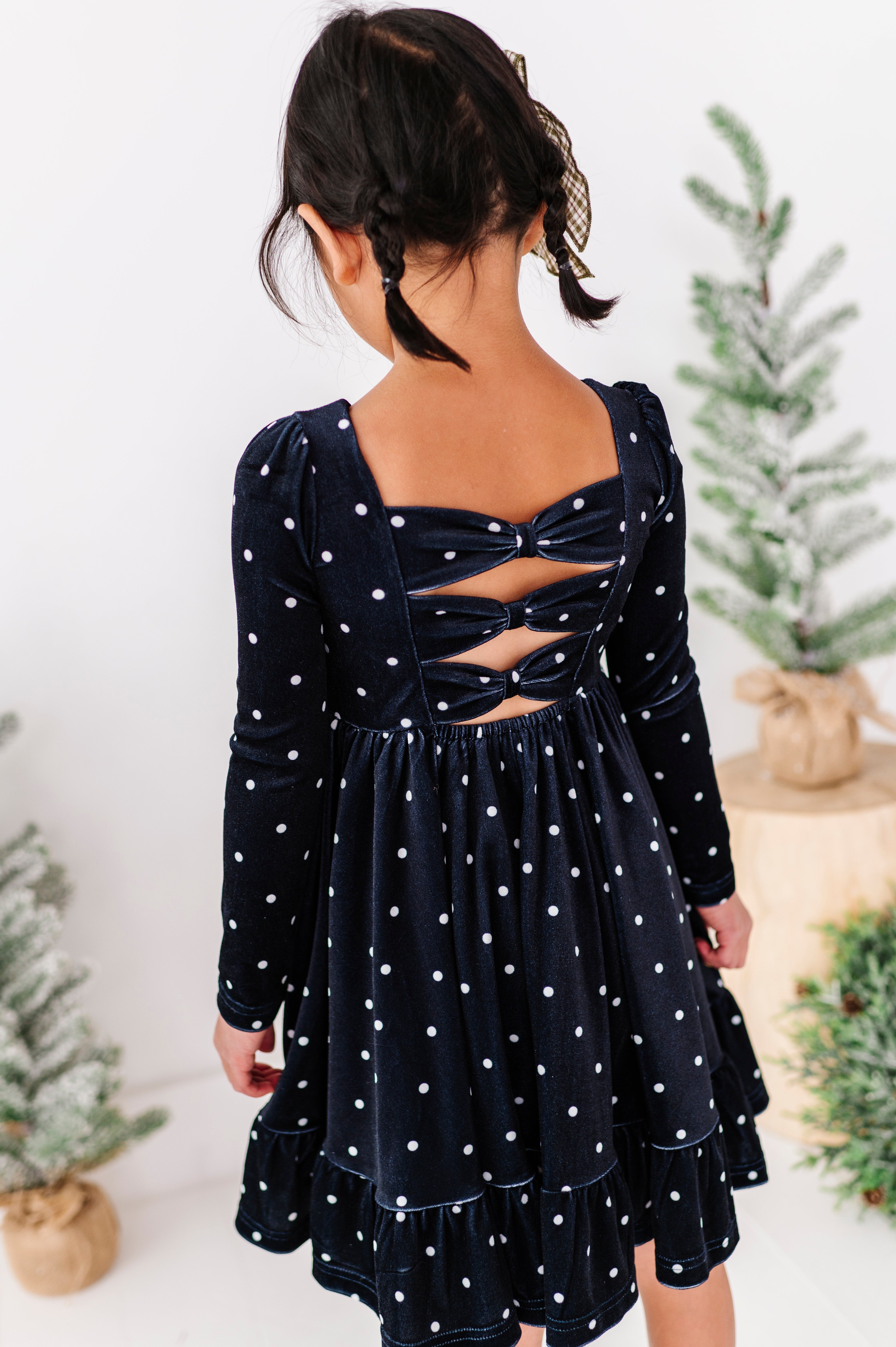 Black Dottie | Velvet Bow Back Dress