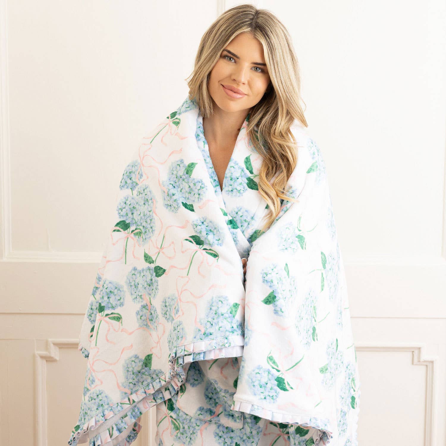 Hydrangea Ribbons Luxe 56 x 60" Throw Blanket