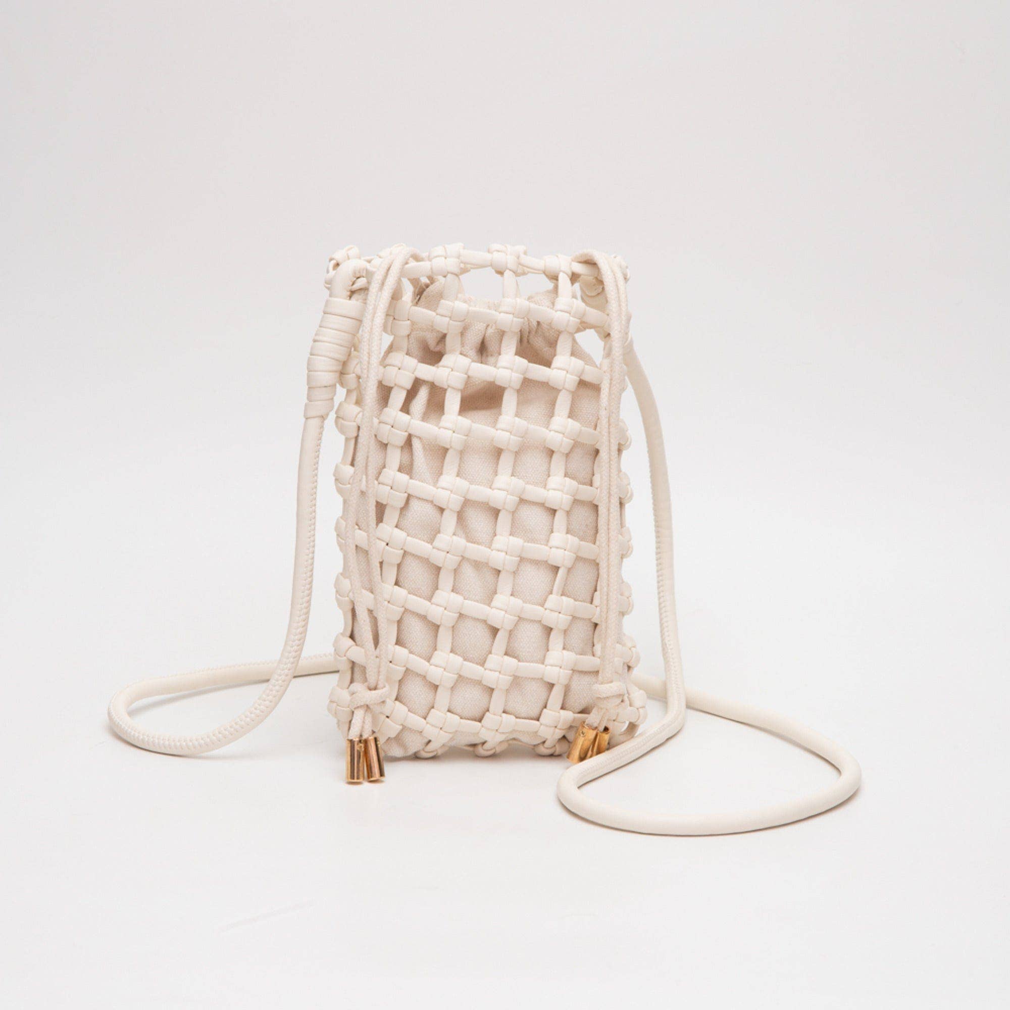 TG10626 Cara Mini Woven Drawstring Crossbody Bag - Gray - Bexa Boutique