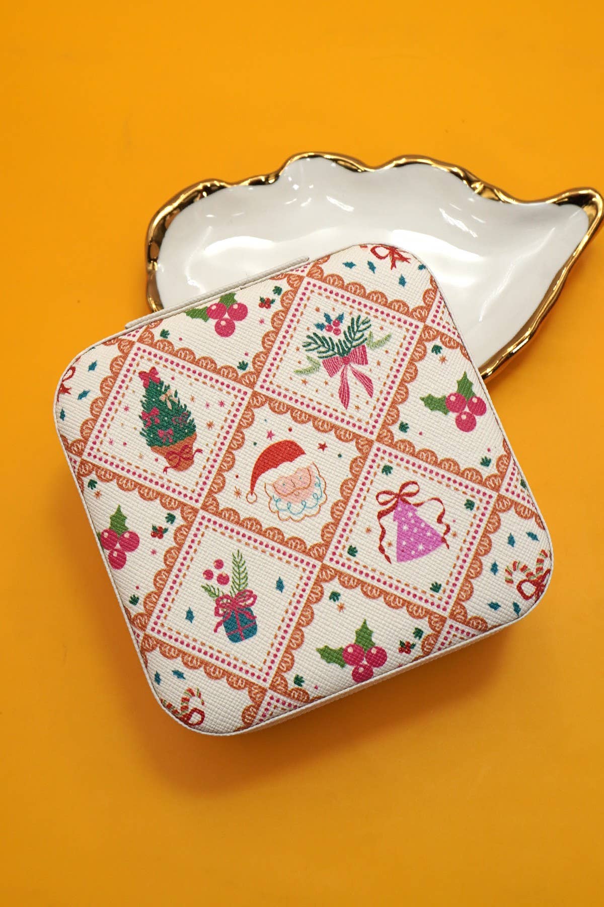 DESIGNED JEWELRY ORGANIZER TRAVEL BOX CASE | 40P566-CHRISTMA - TREE RED - Bexa Boutique