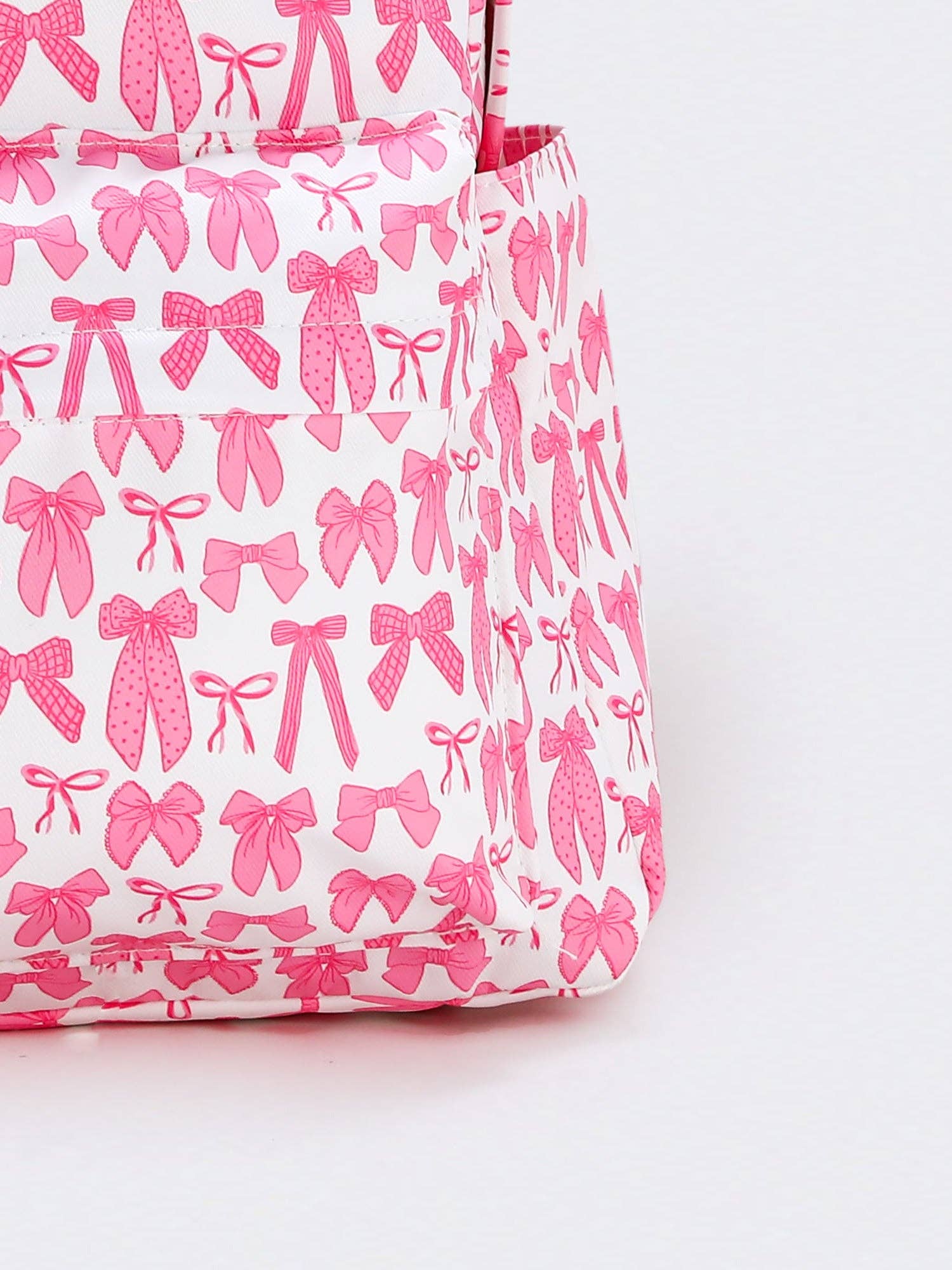 Bow Print Girls Canvas Backpack