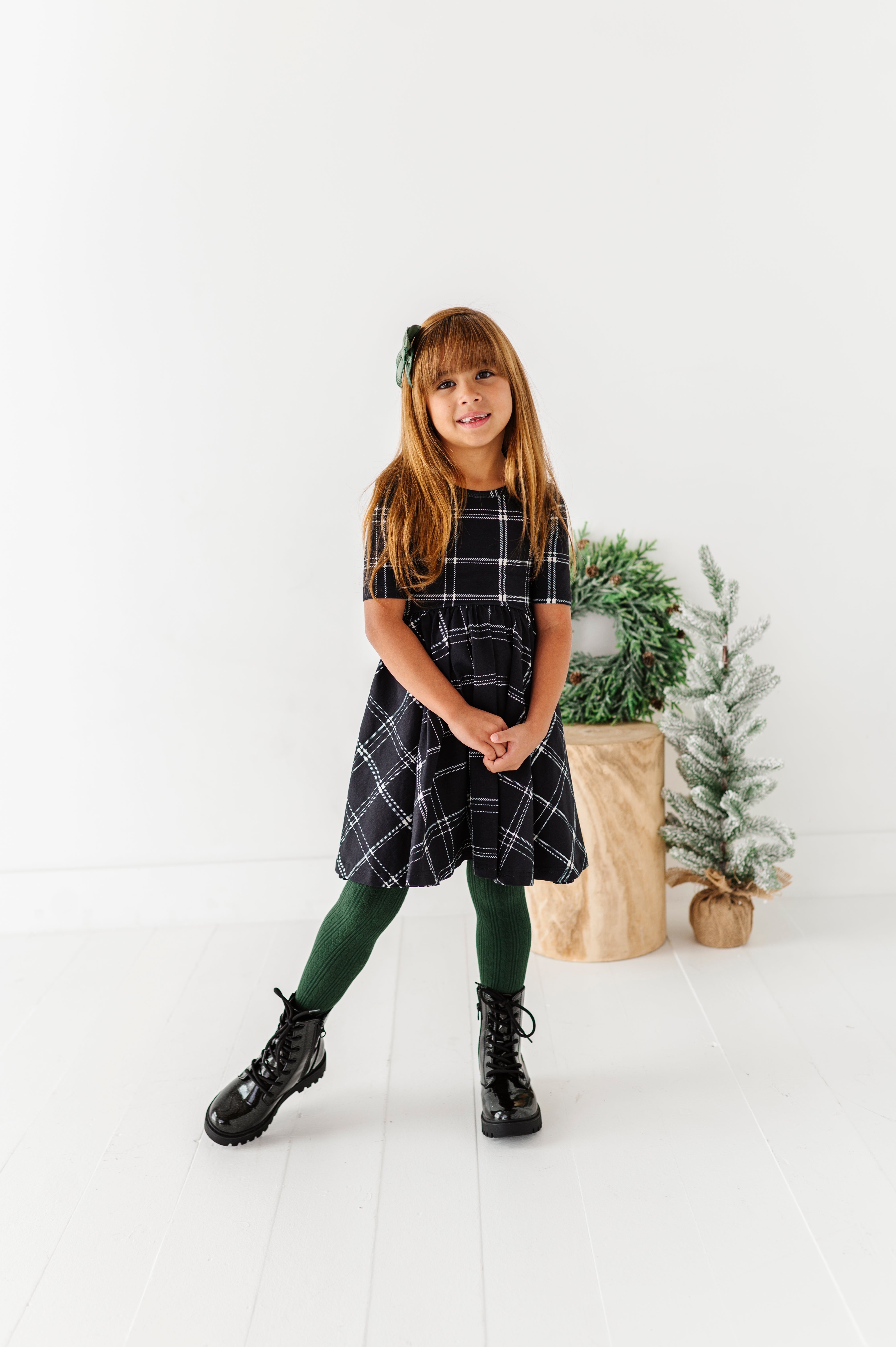 Black Plaid Dress | Scoop Back Dress