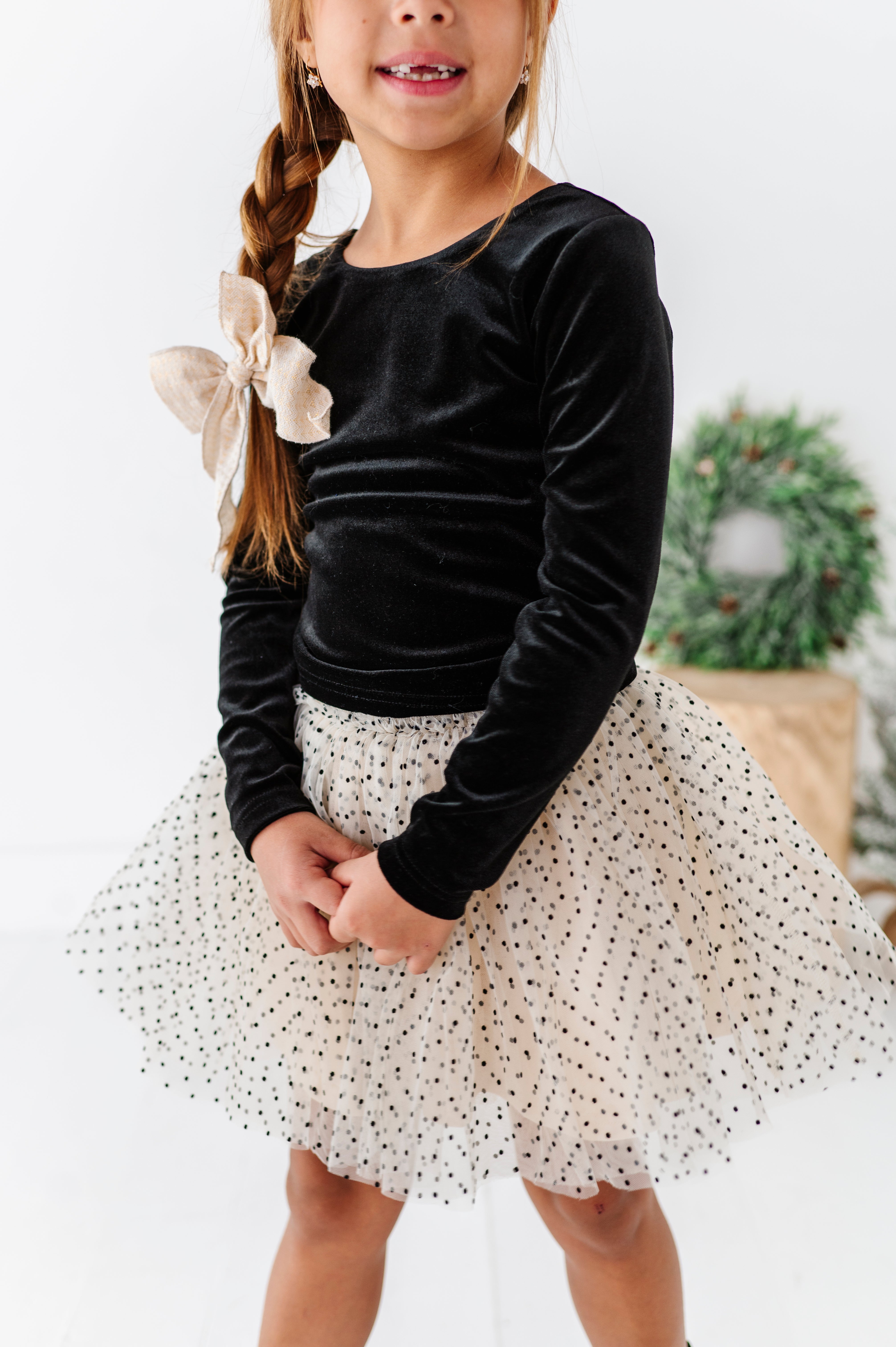 Black Velvet Top | Bow Back Long Sleeve Top