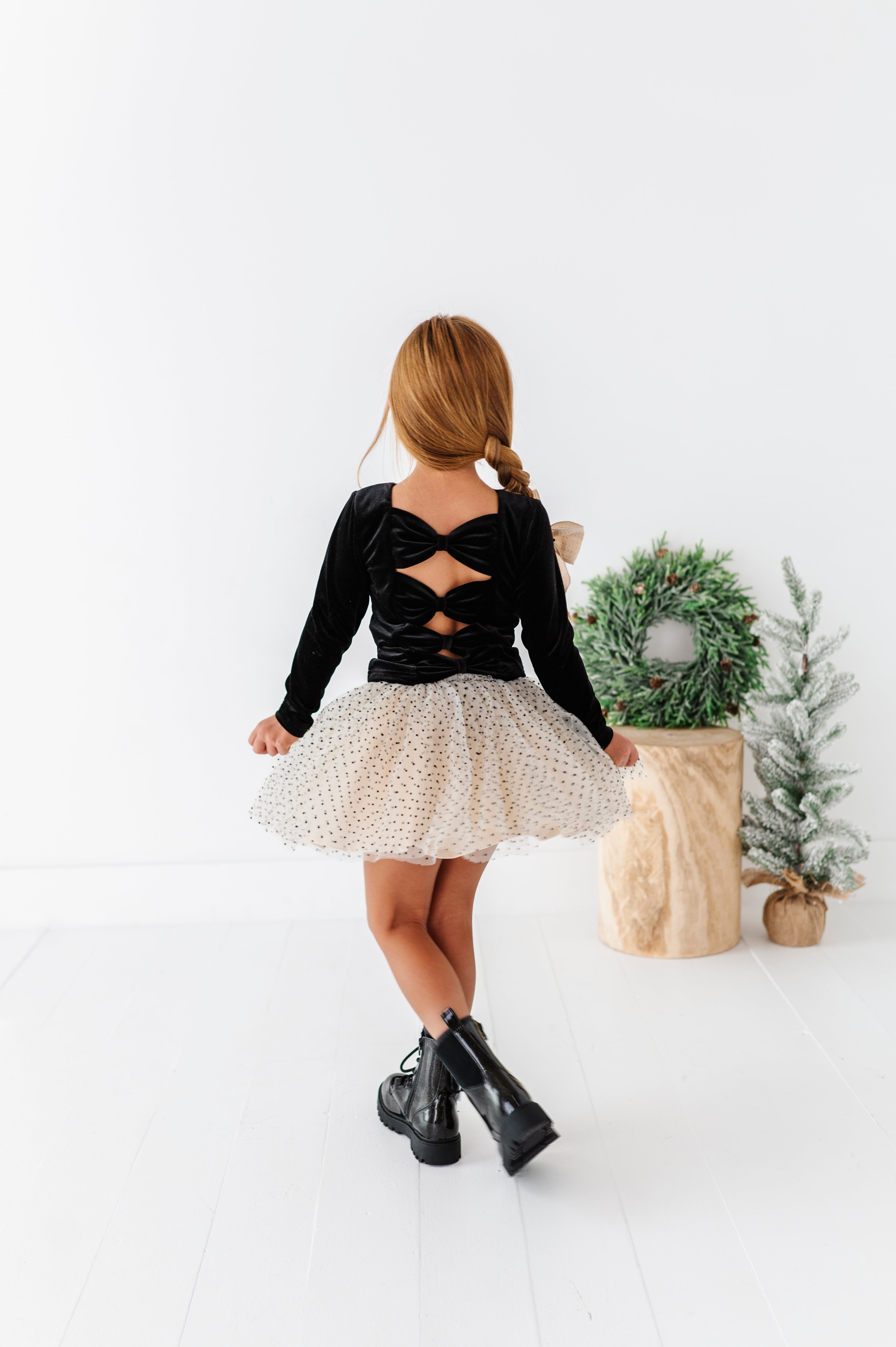 Black Velvet Top | Bow Back Long Sleeve Top