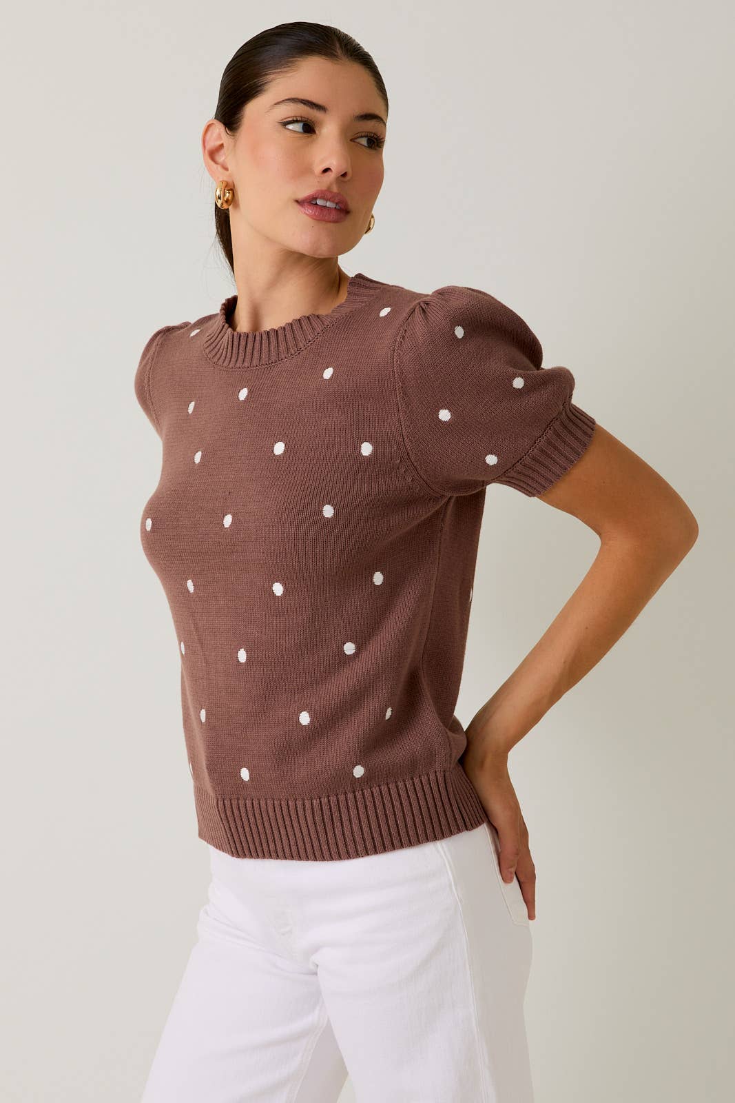 POLKA DOT EMBROIDERED SWEATER