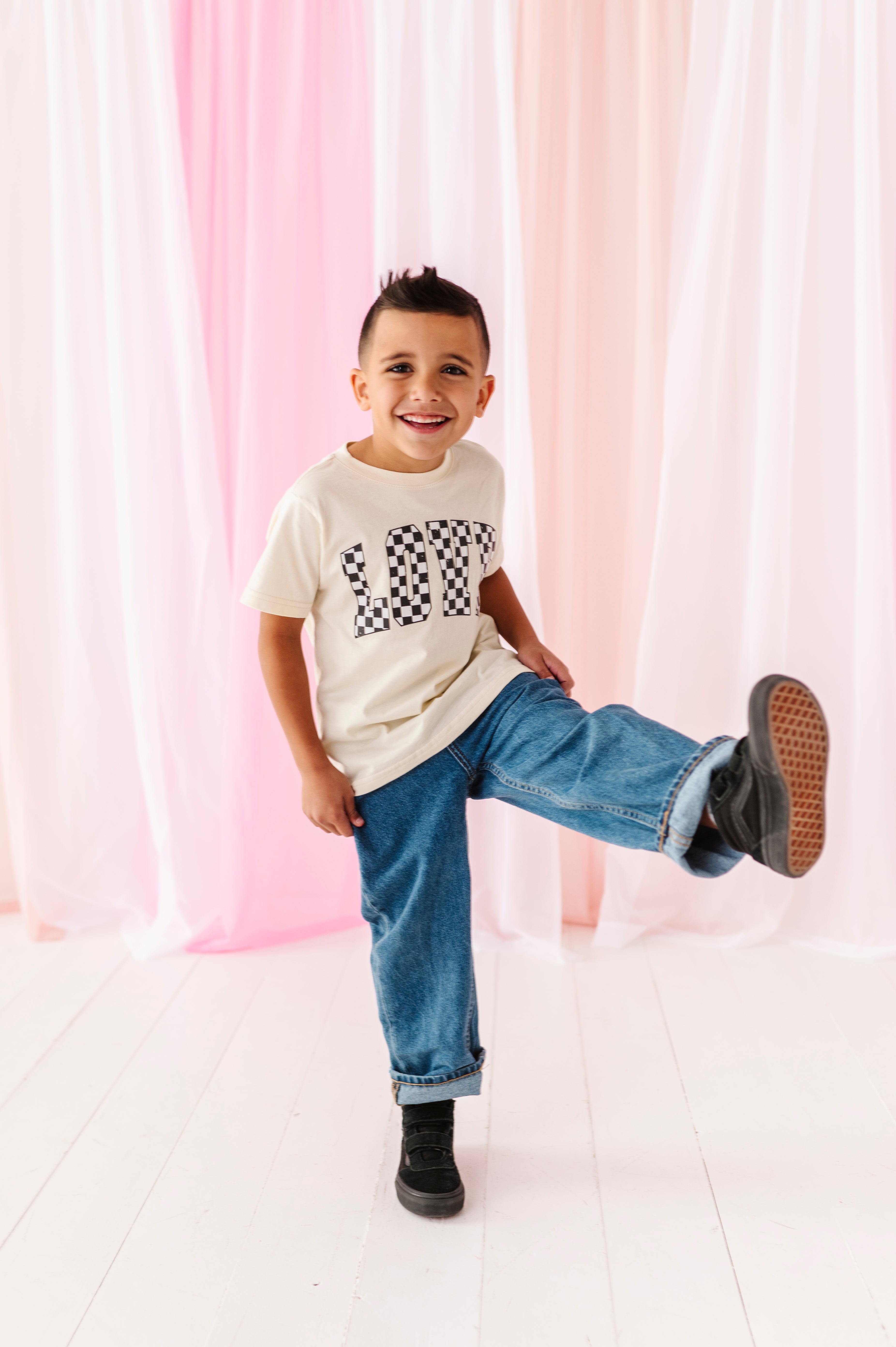 Checkered ‘LOVE’ | Short Sleeve Tee