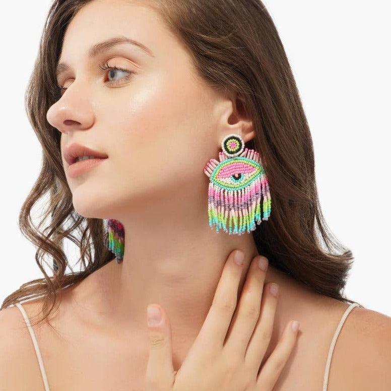 America & Beyond - Pink Lazy Eye Earrings