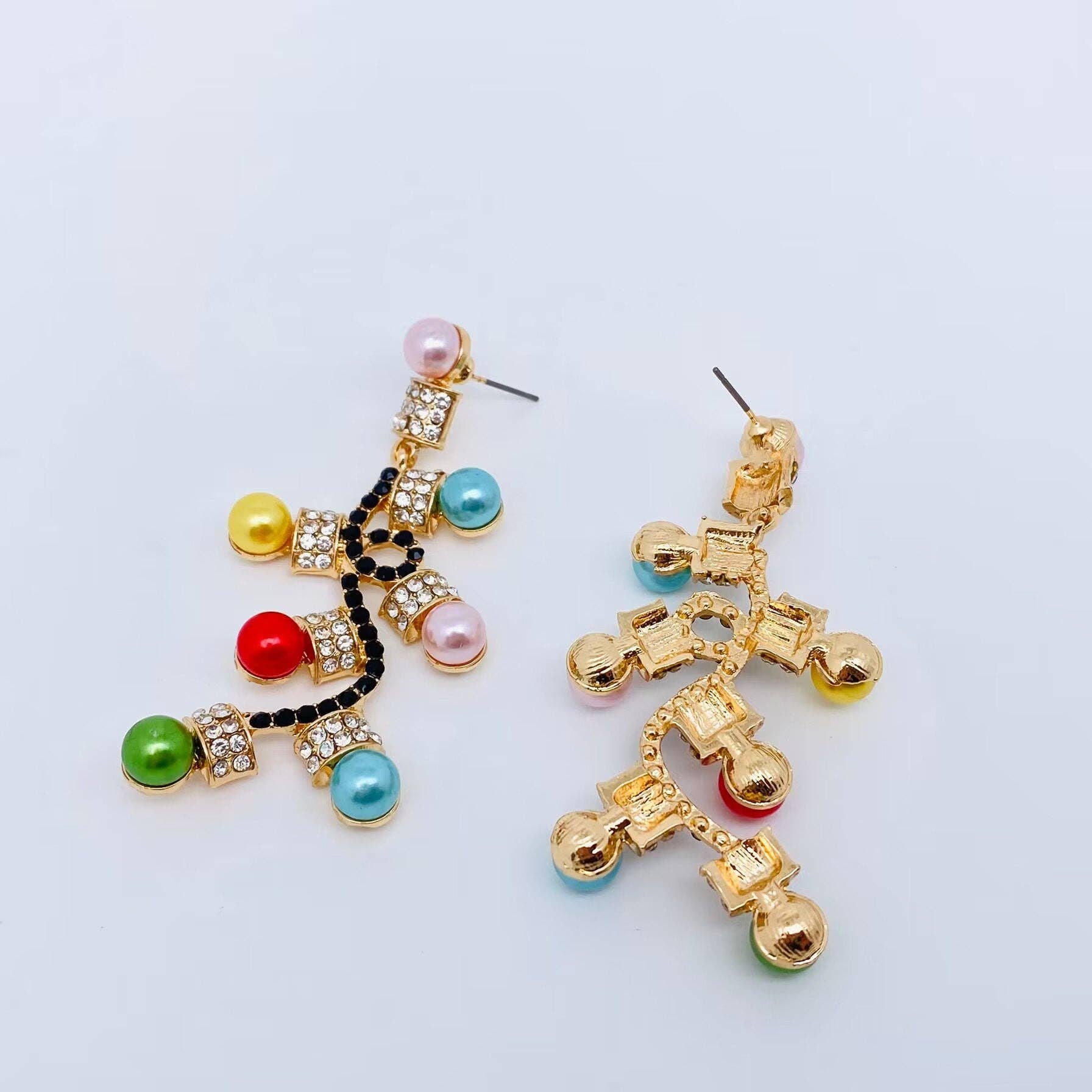 Christmas Rhinestone Colored Light Earrings