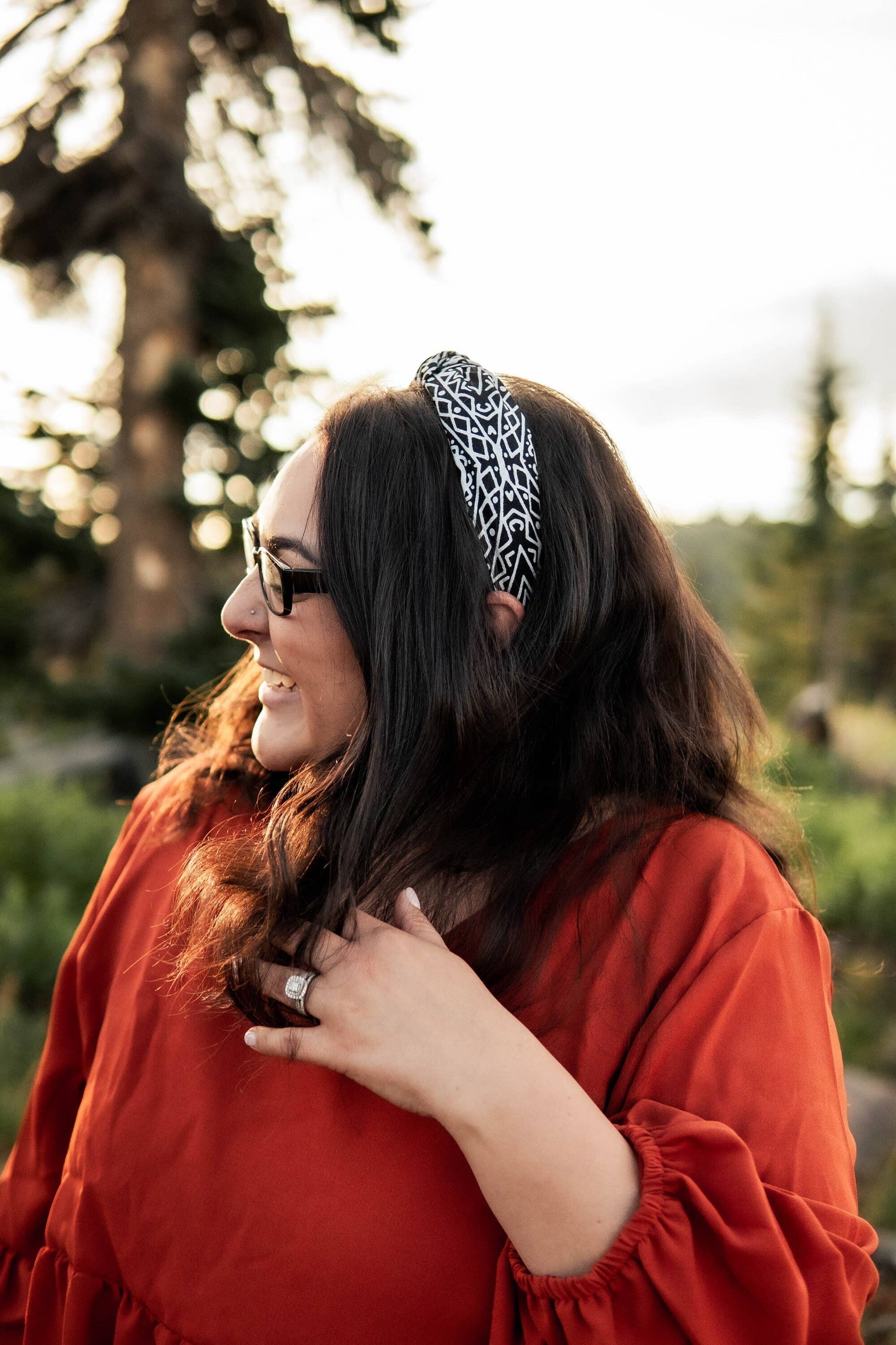 Teal & Green Pines Christmas Top Knot Headband